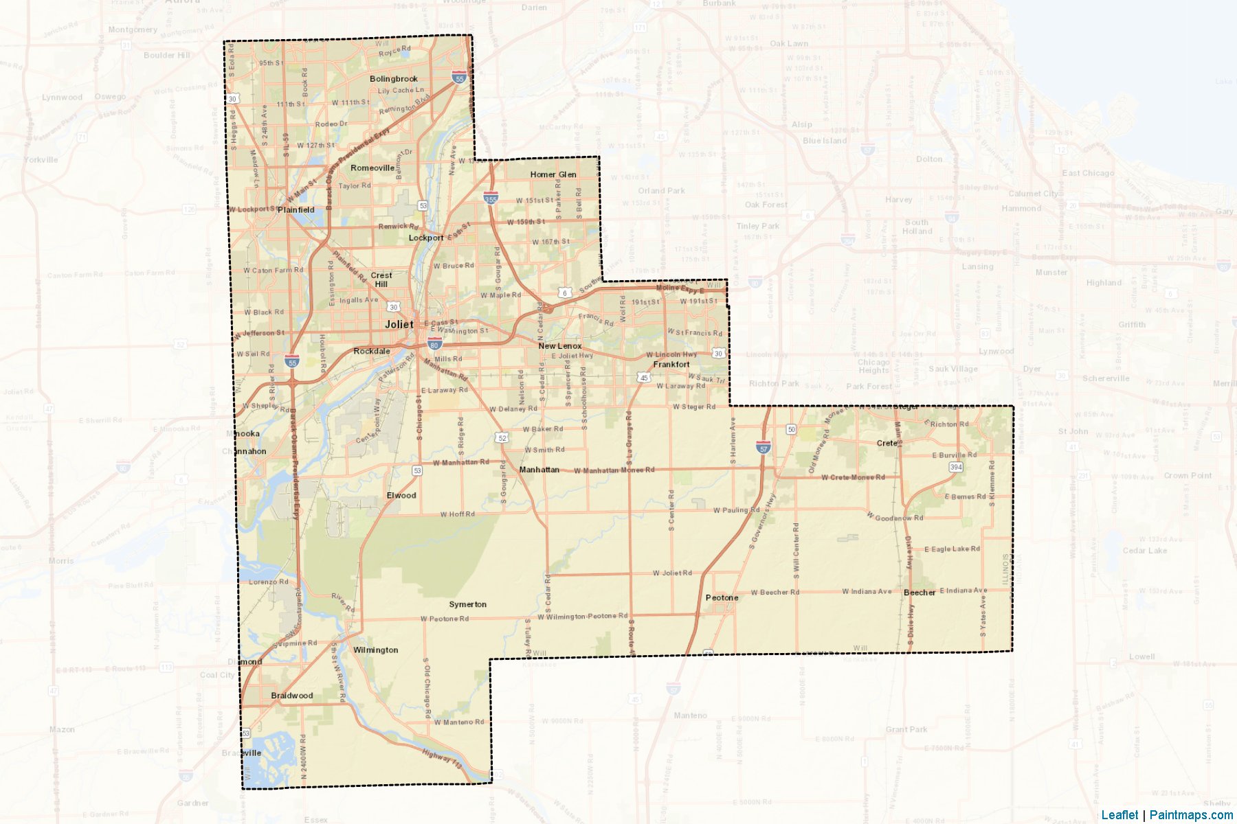 Muestras de recorte de mapas Will (Illinois)-2