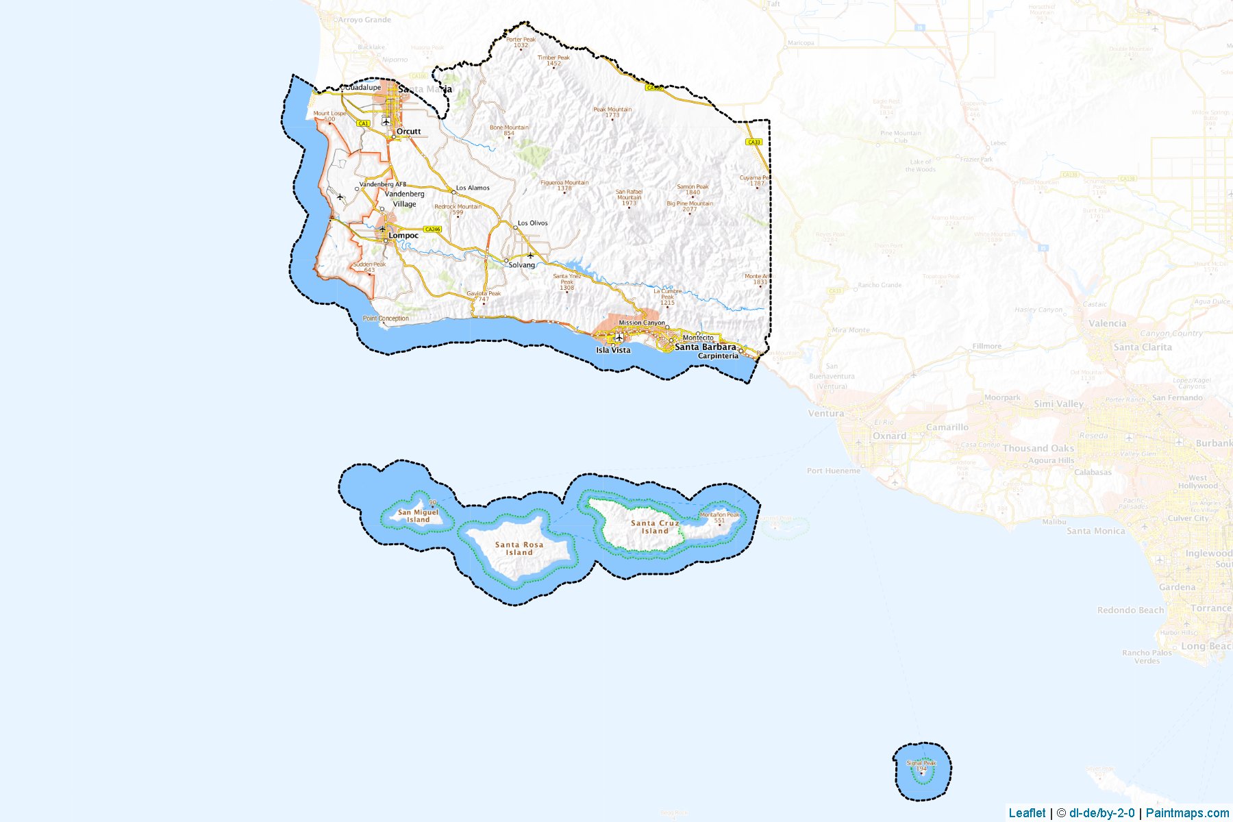 Muestras de recorte de mapas Santa Barbara (California)-1