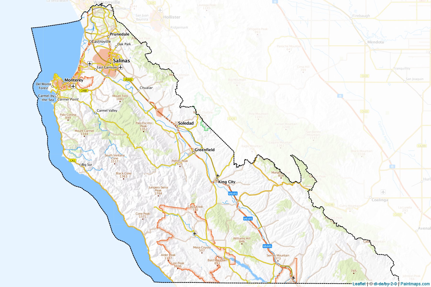 Muestras de recorte de mapas Monterey (California)-1