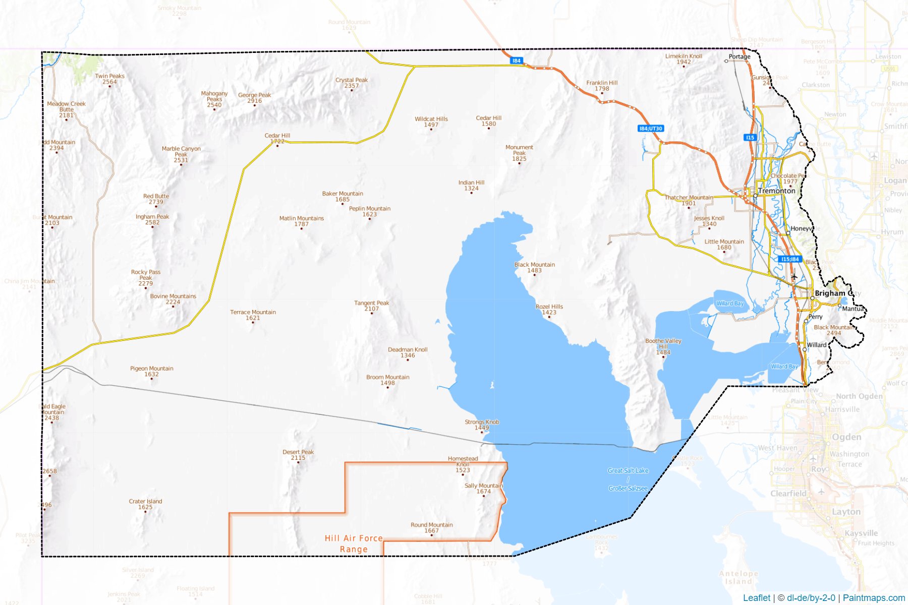 Muestras de recorte de mapas Box Elder (Utah)-1