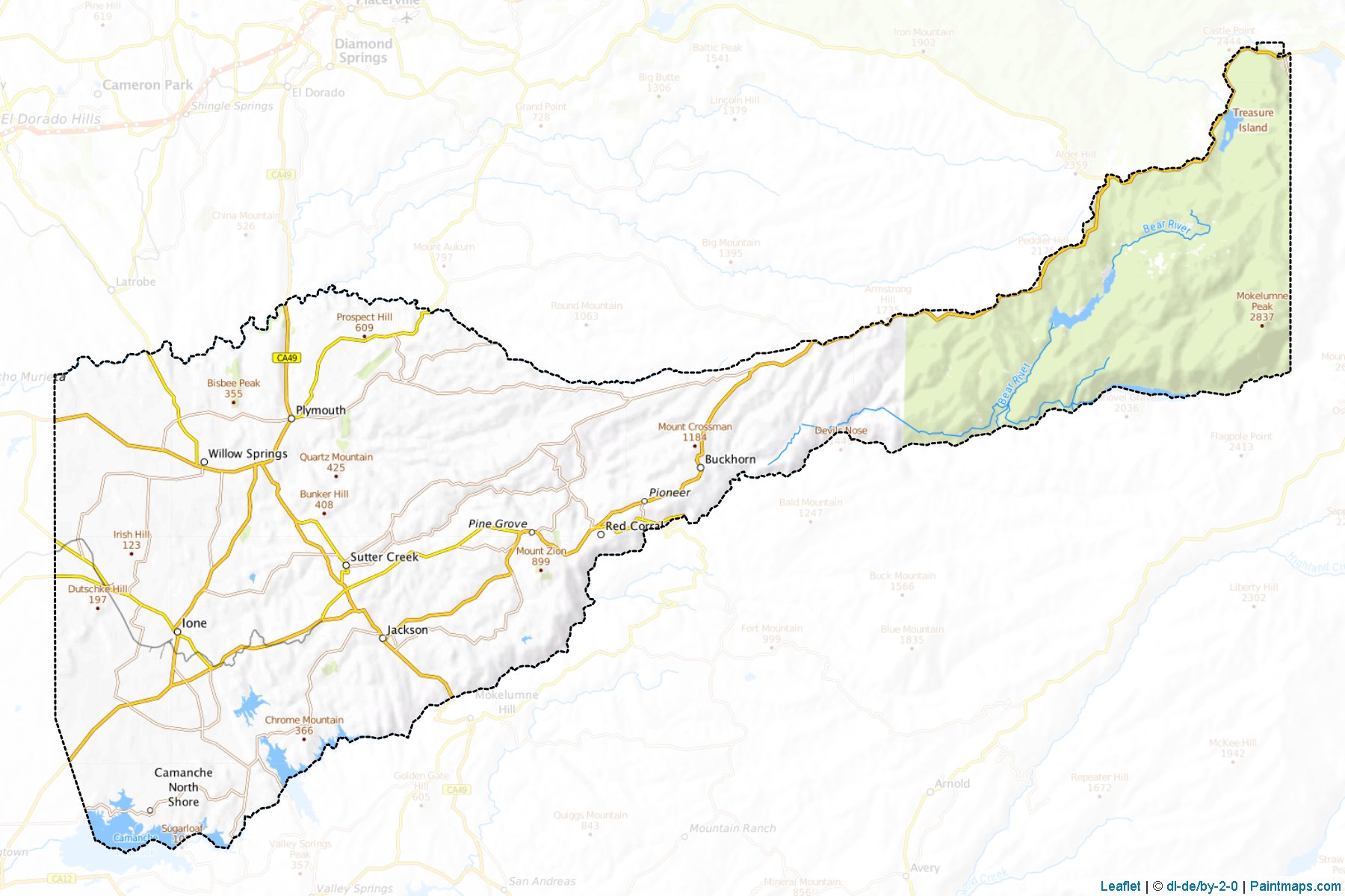 Muestras de recorte de mapas Amador (California)-1