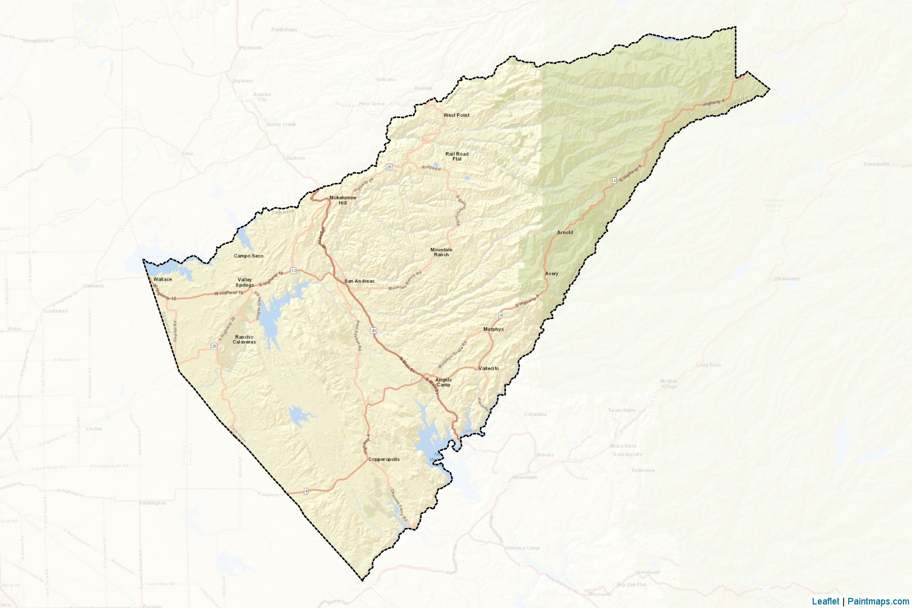 Muestras de recorte de mapas Calaveras (California)-2