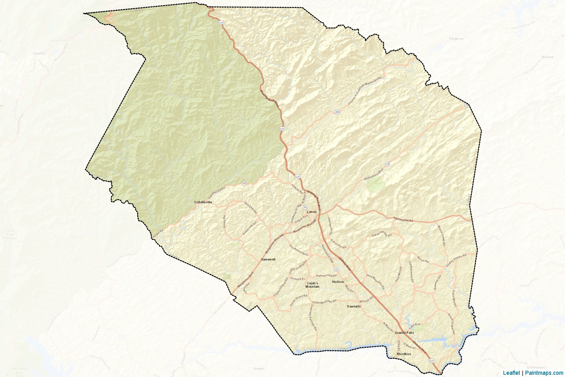 Caldwell (North Carolina) Map Cropping Samples-2