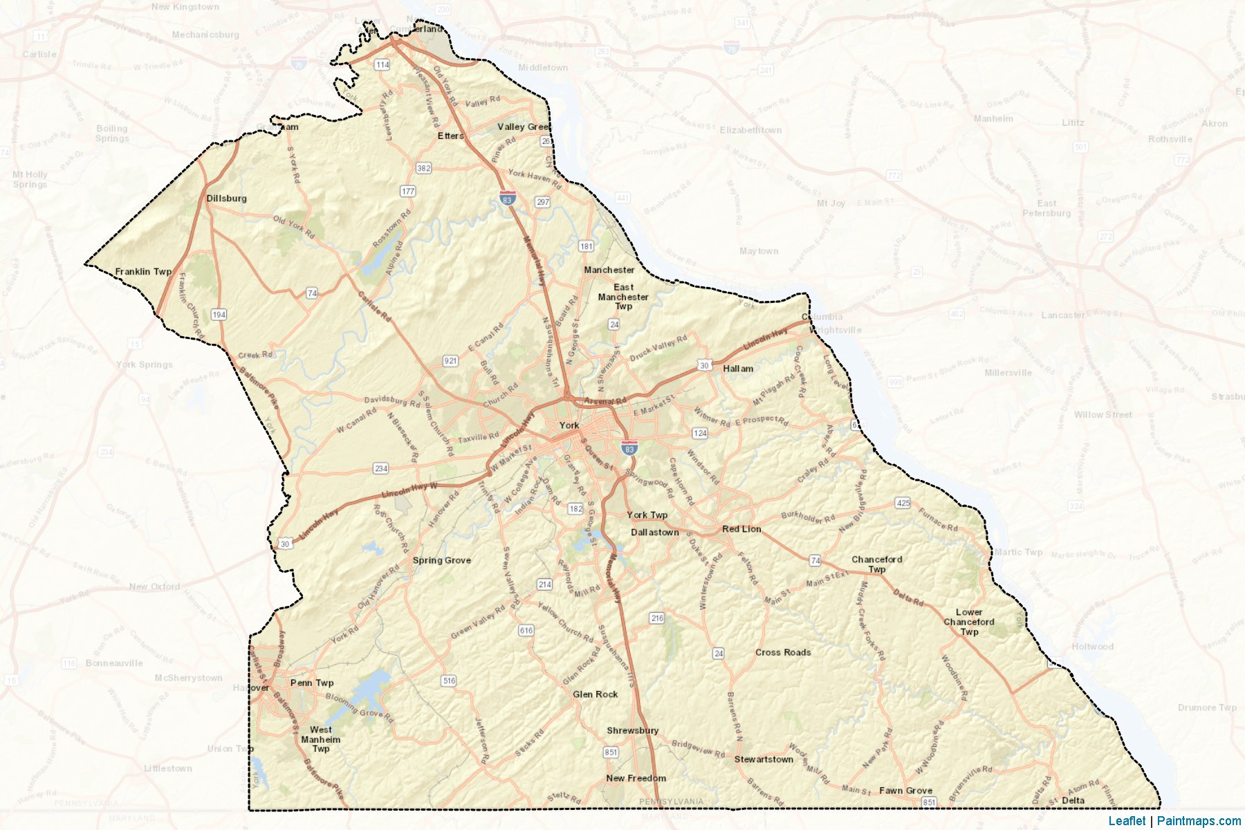 York İlçesi (Pensilvanya) Haritası Örnekleri-2