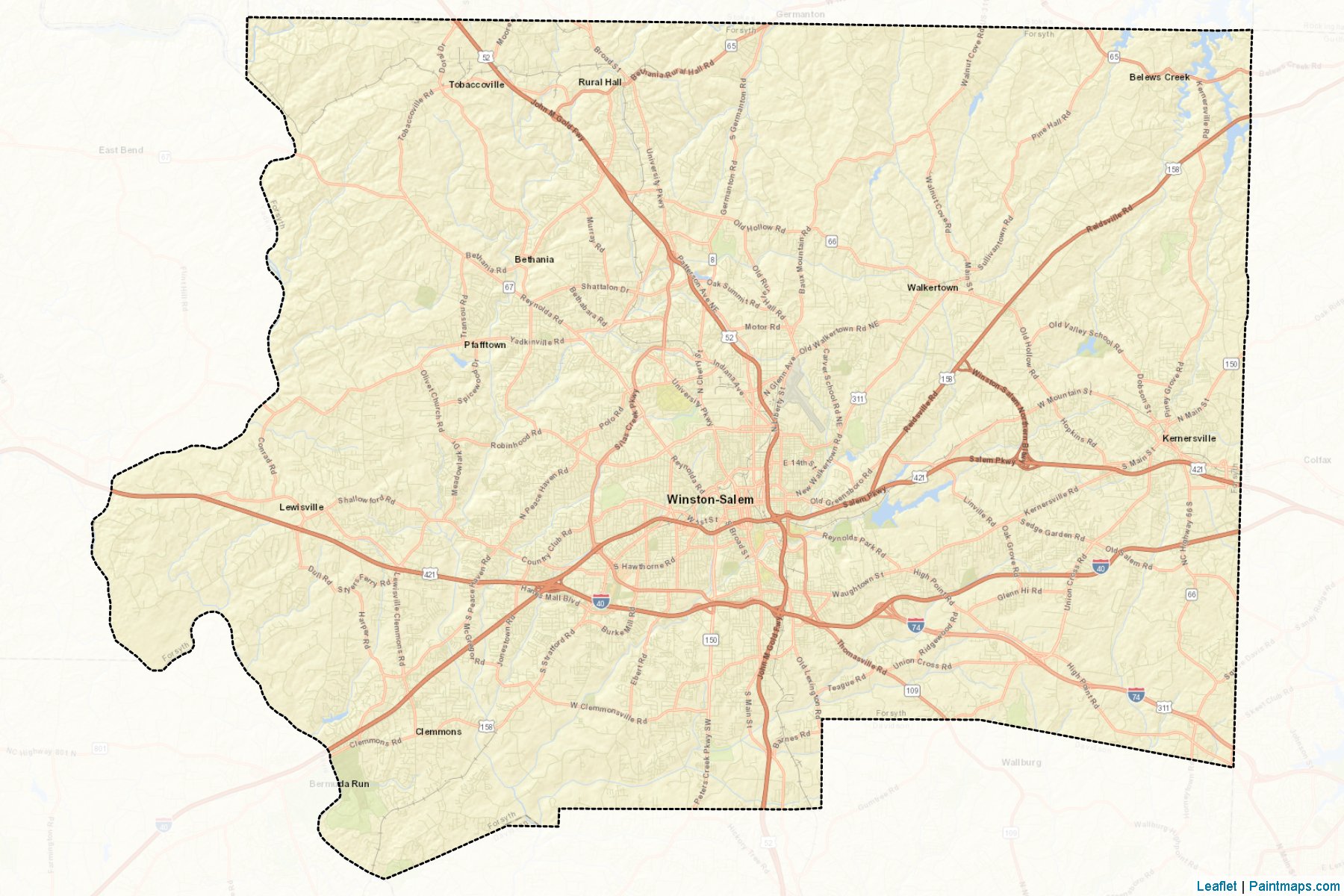 Muestras de recorte de mapas Forsyth (North Carolina)-2