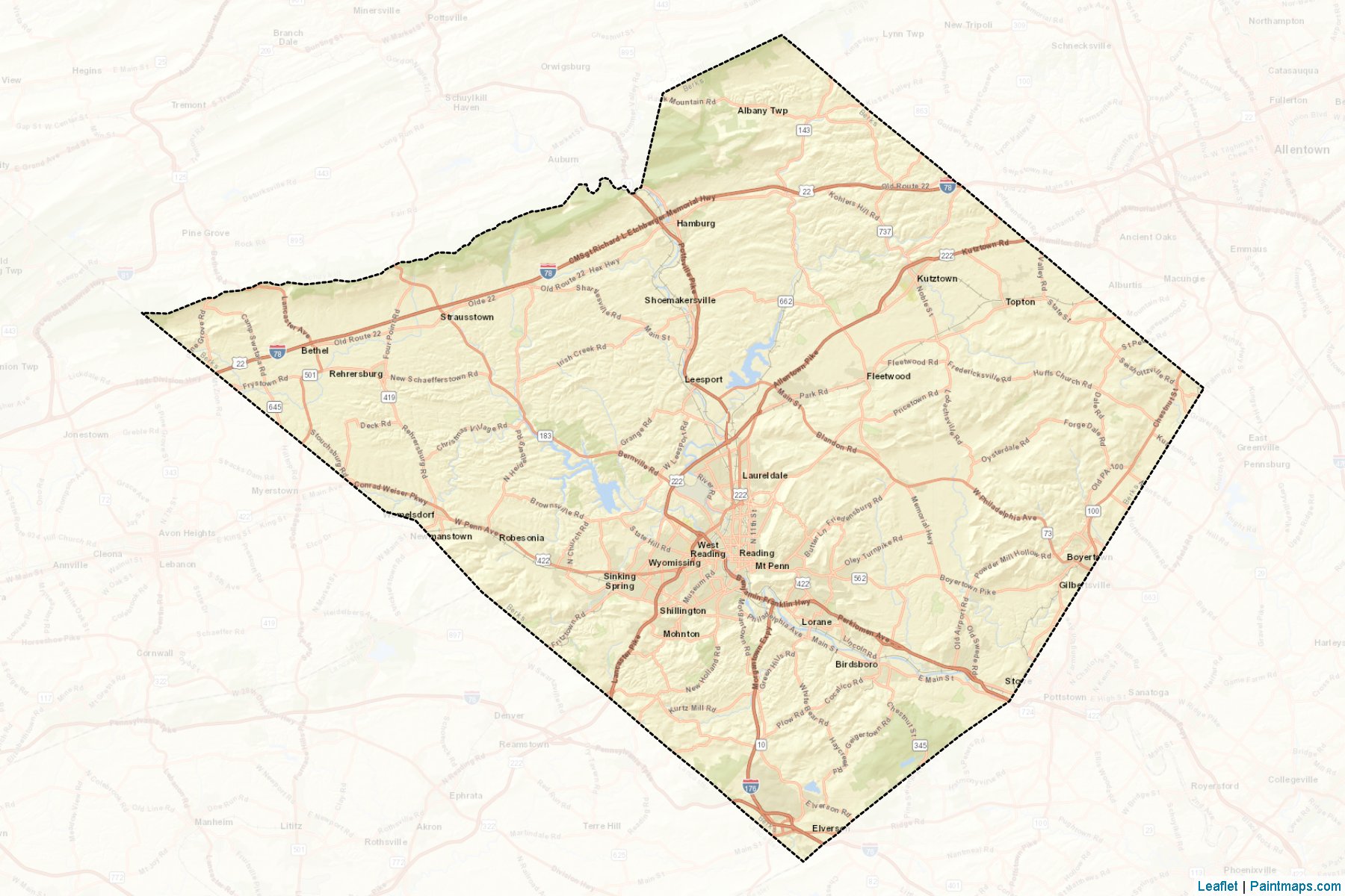 Berks (Pennsylvania) Map Cropping Samples-2