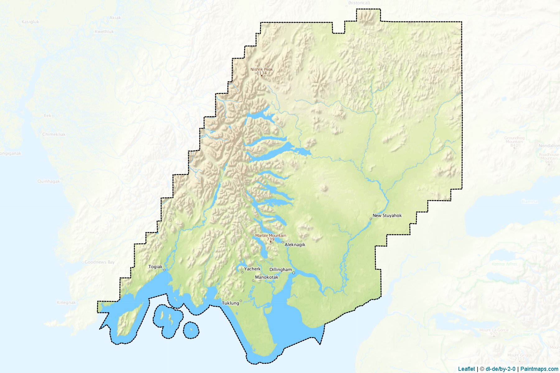 Muestras de recorte de mapas Dillingham (Alaska)-1