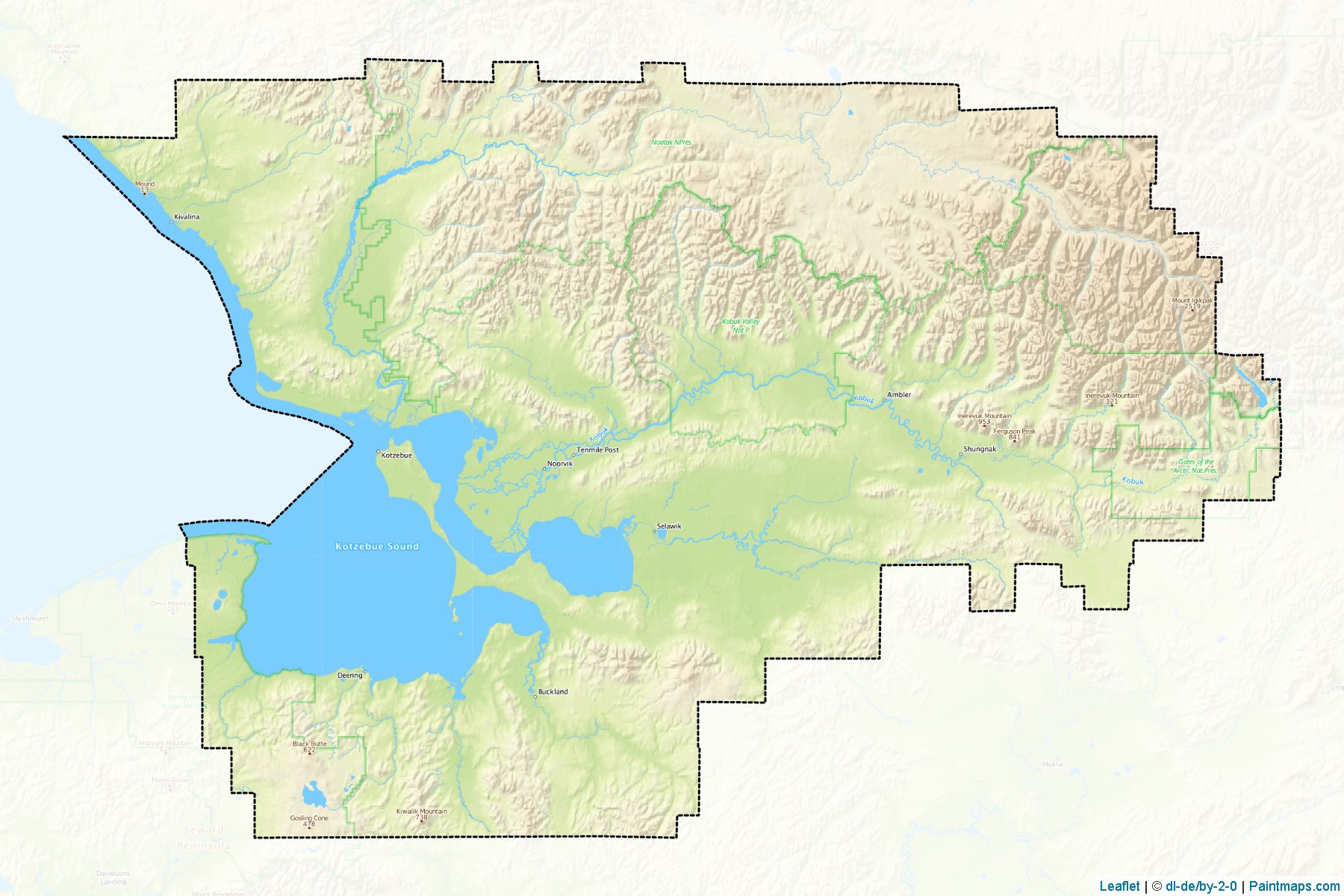 Muestras de recorte de mapas Northwest Arctic (Alaska)-1