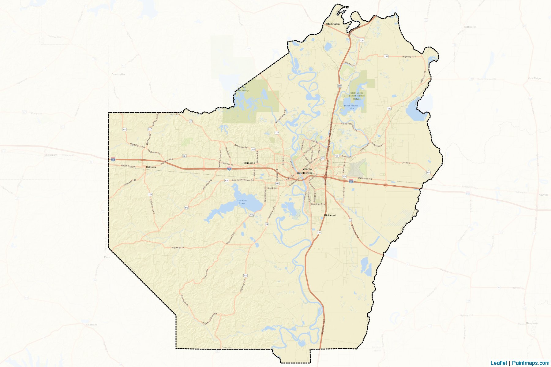 Ouachita (Louisiana) Map Cropping Samples-2