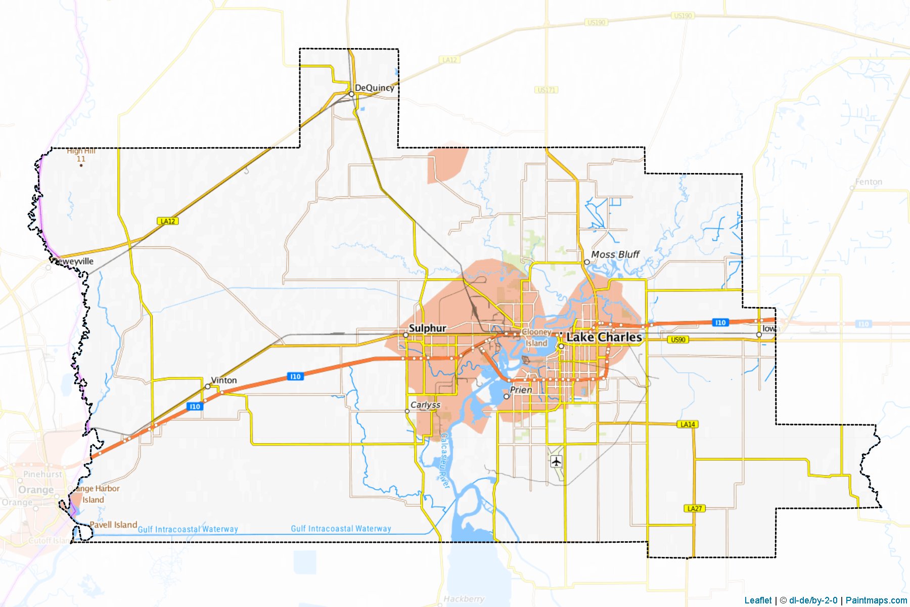 Calcasieu (Louisiana) Map Cropping Samples-1