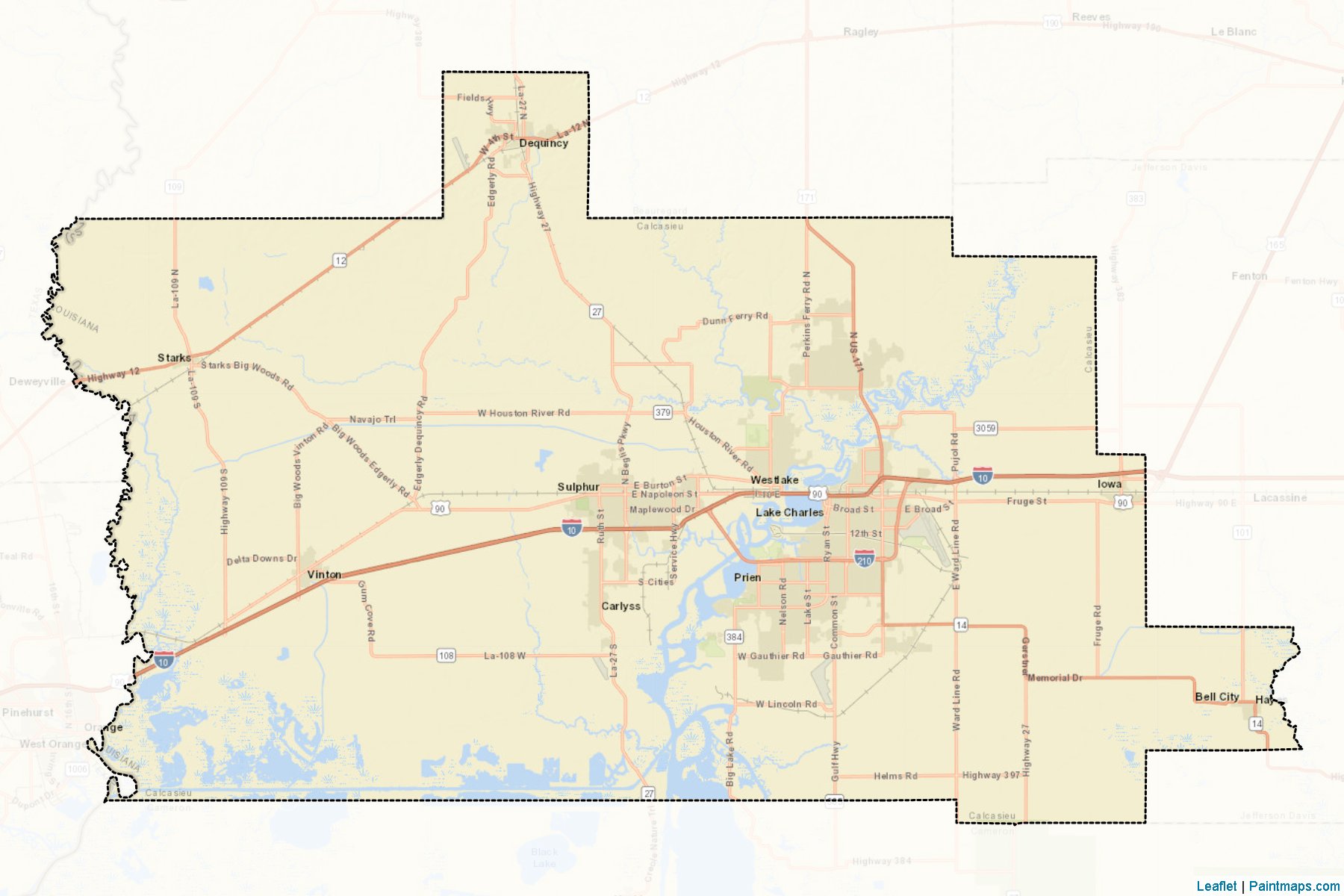 Calcasieu (Louisiana) Map Cropping Samples-2