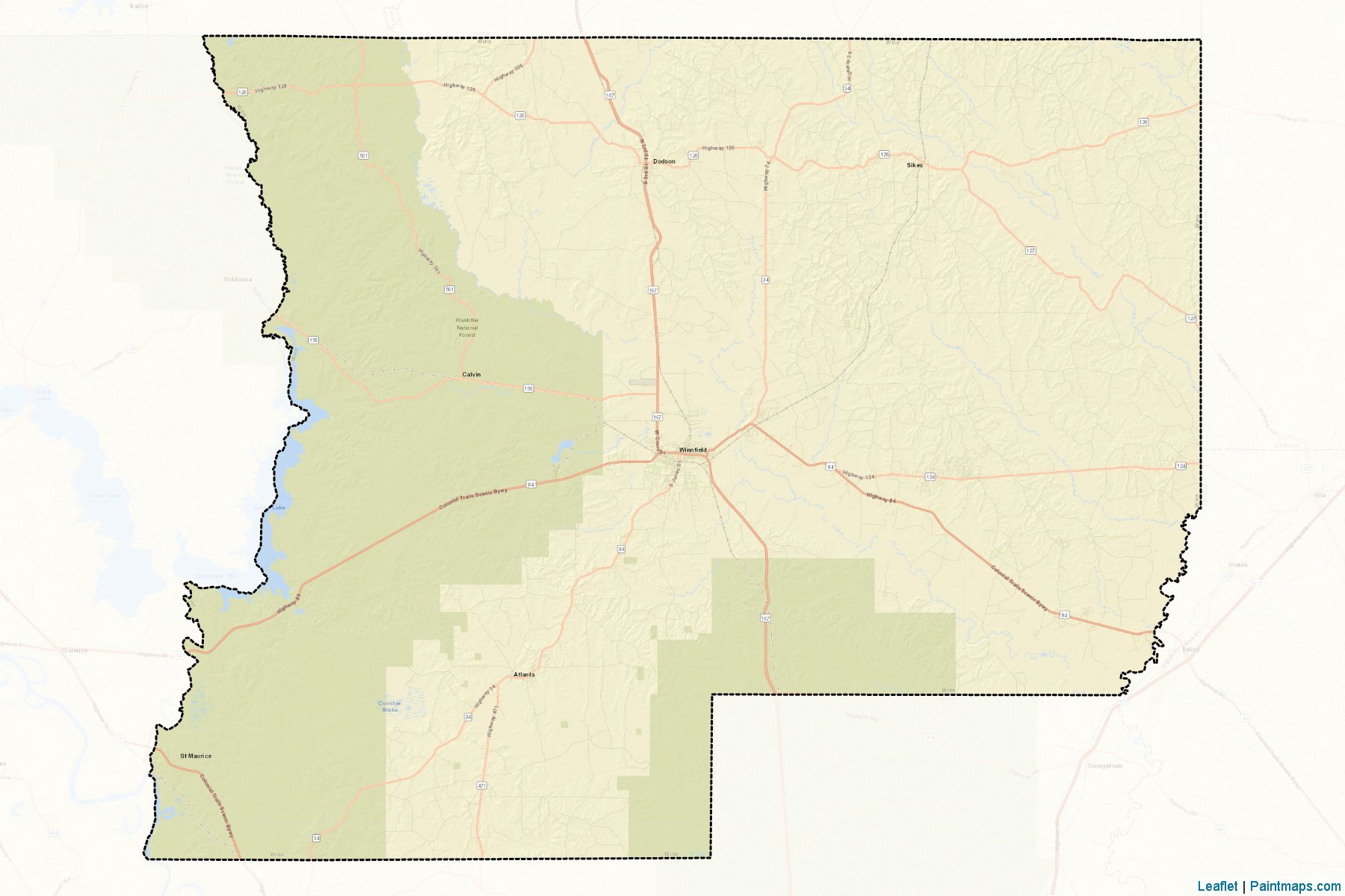 Muestras de recorte de mapas Winn (Louisiana)-2