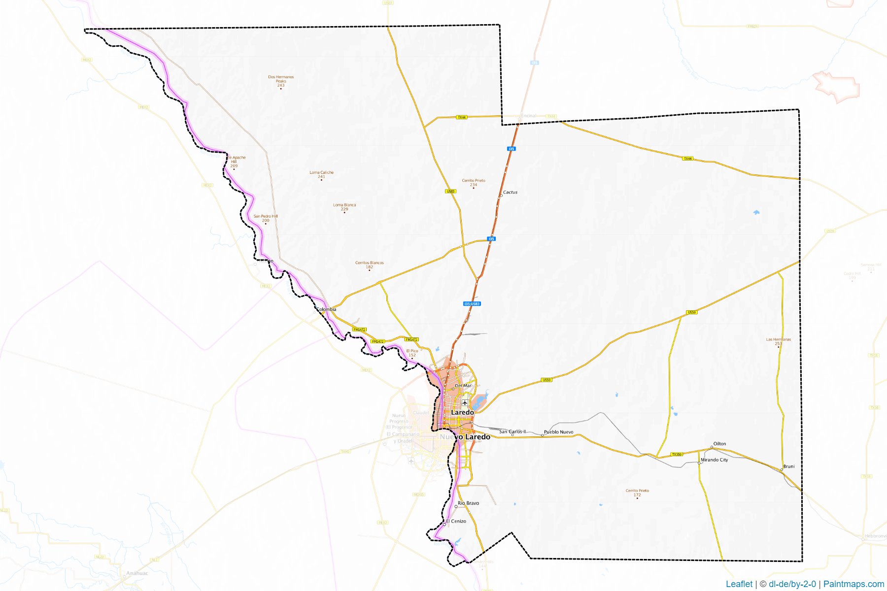 Webb County (Teksas) Haritası Örnekleri-1