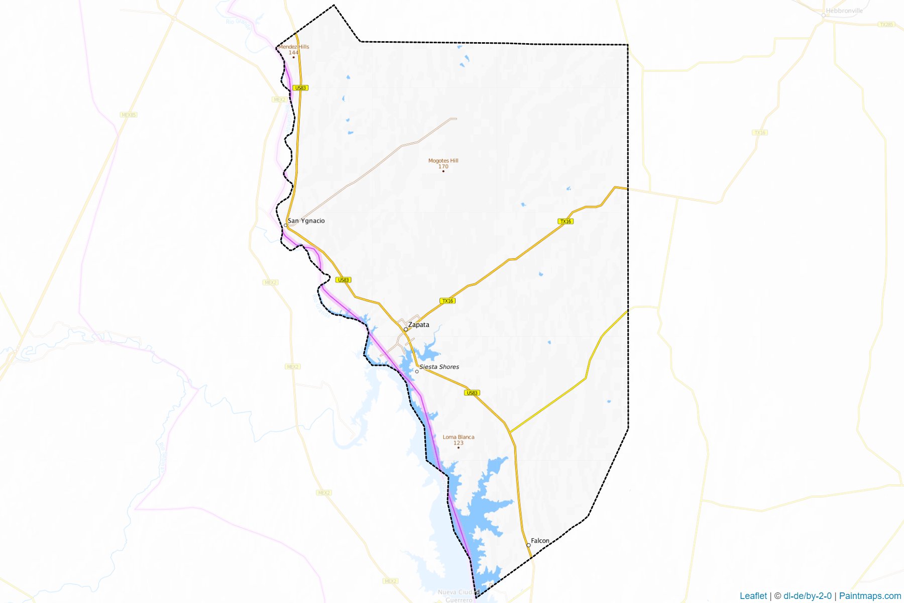 Muestras de recorte de mapas Zapata (Texas)-1