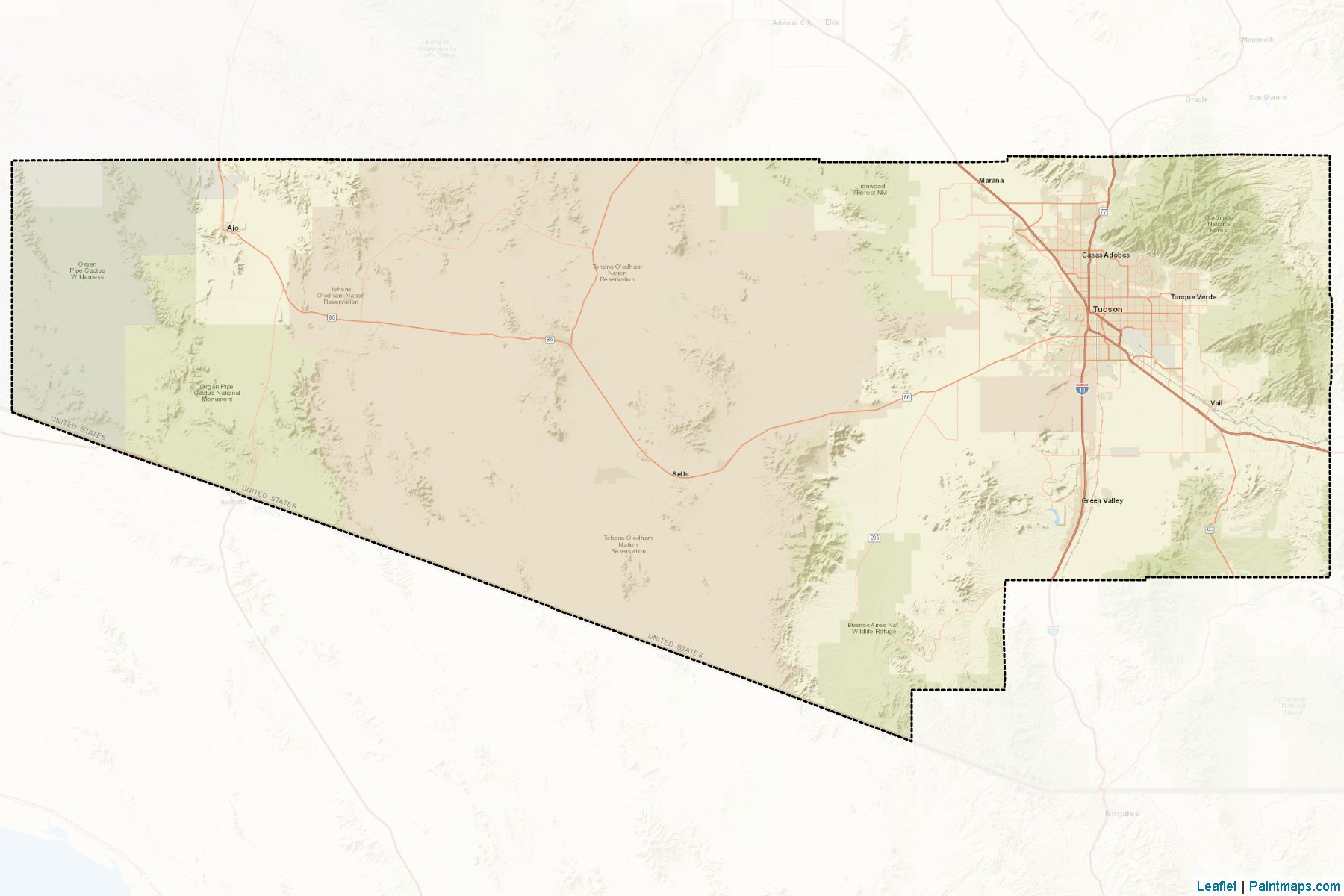 Muestras de recorte de mapas Pima (Arizona)-2