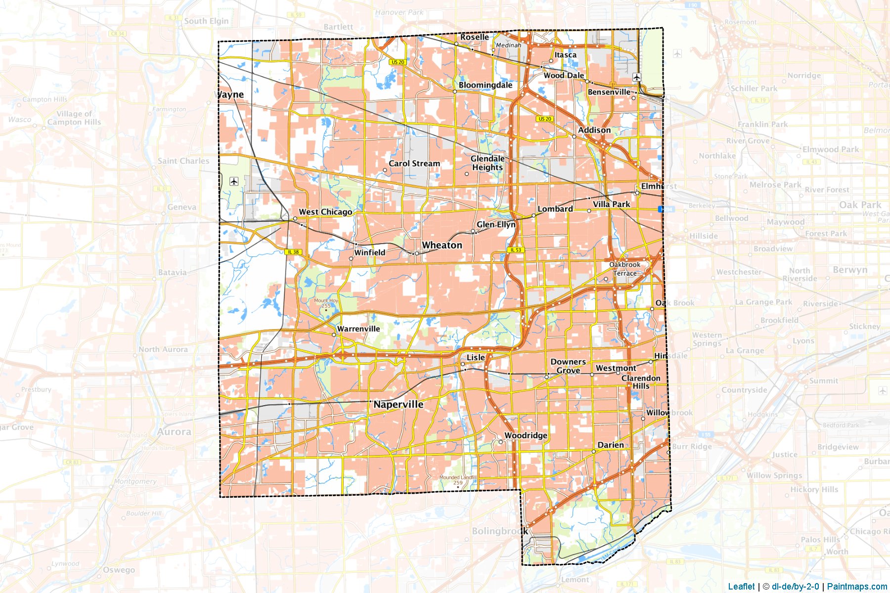 Muestras de recorte de mapas DuPage (Illinois)-1