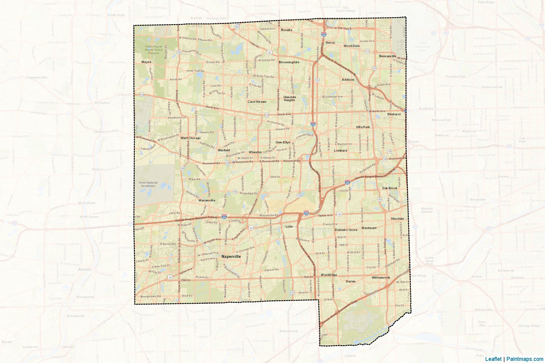 Muestras de recorte de mapas DuPage (Illinois)-2