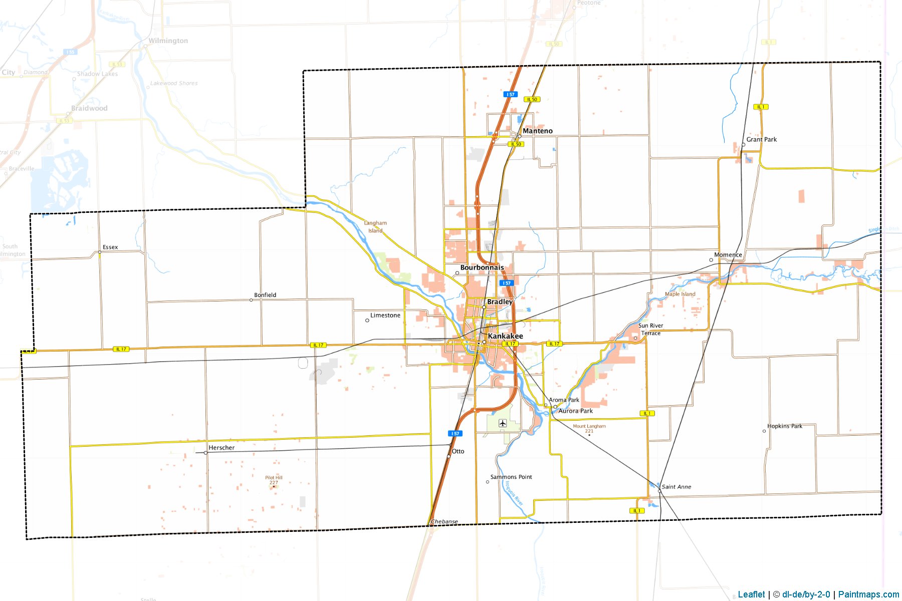 Muestras de recorte de mapas Kankakee (Illinois)-1