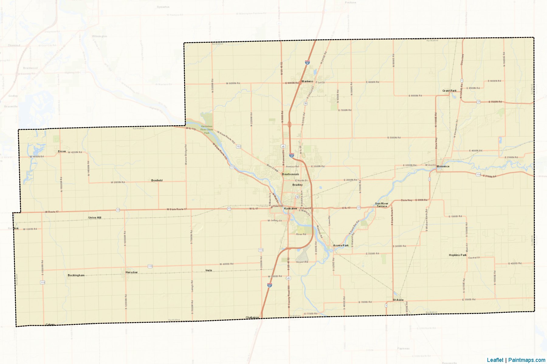 Muestras de recorte de mapas Kankakee (Illinois)-2