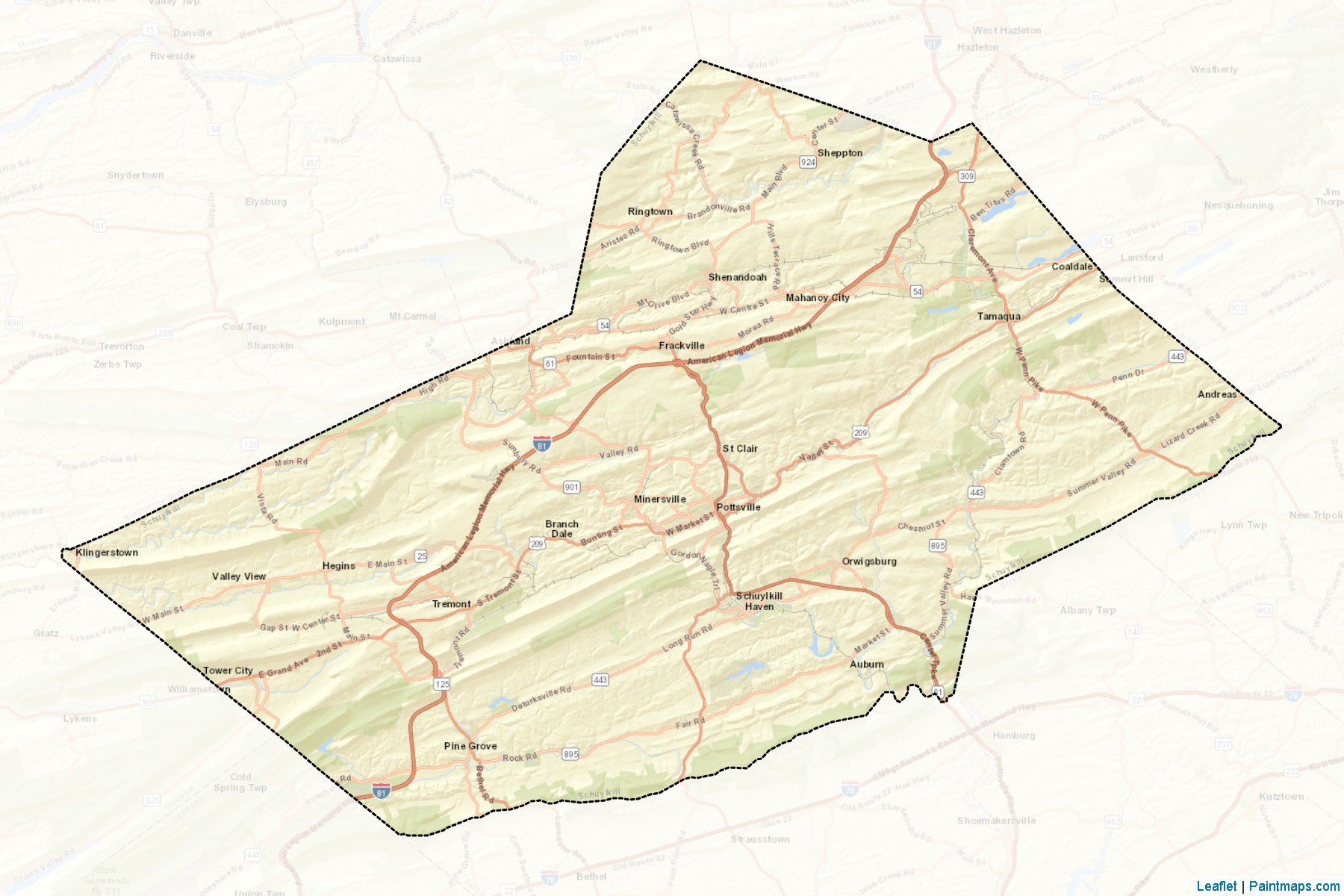 Schuylkill (Pennsylvania) Map Cropping Samples-2