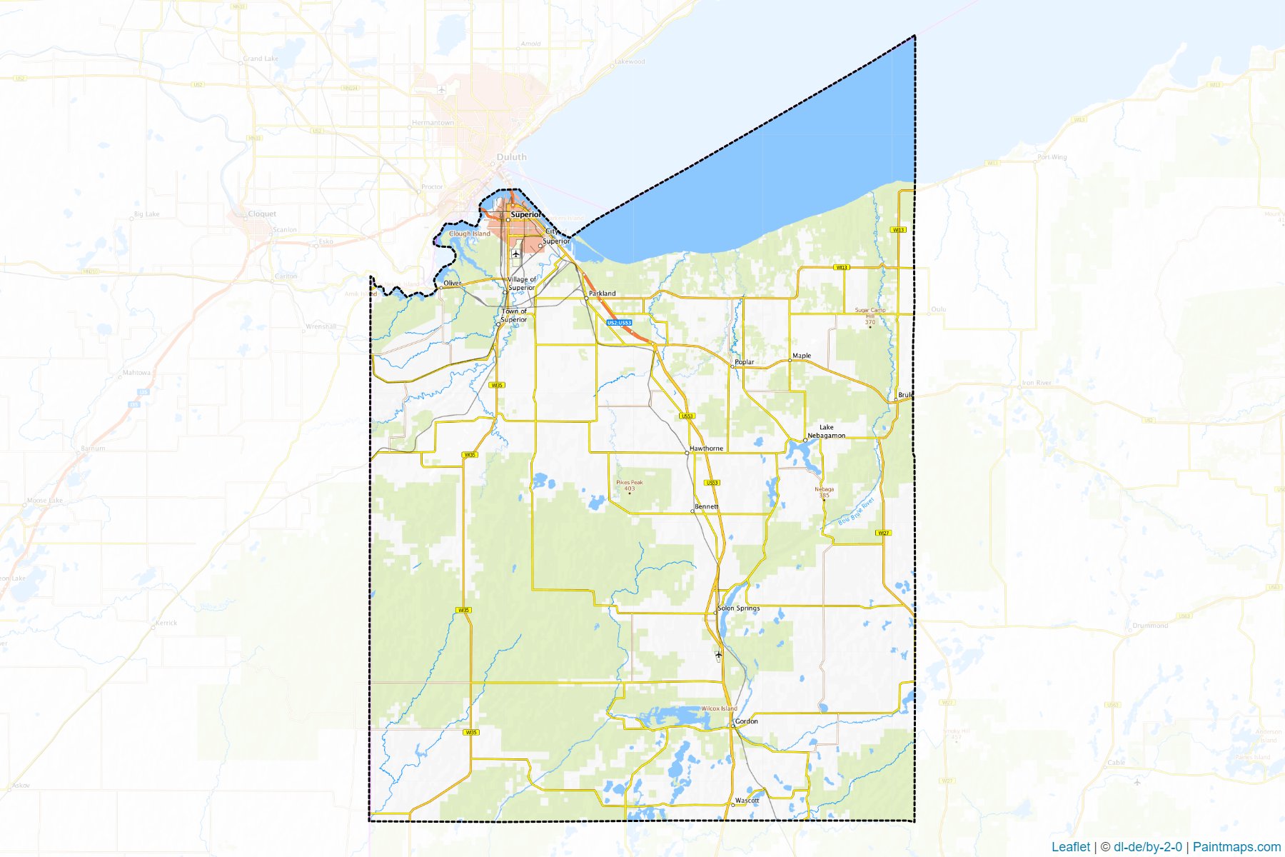 Muestras de recorte de mapas Douglas (Wisconsin)-1