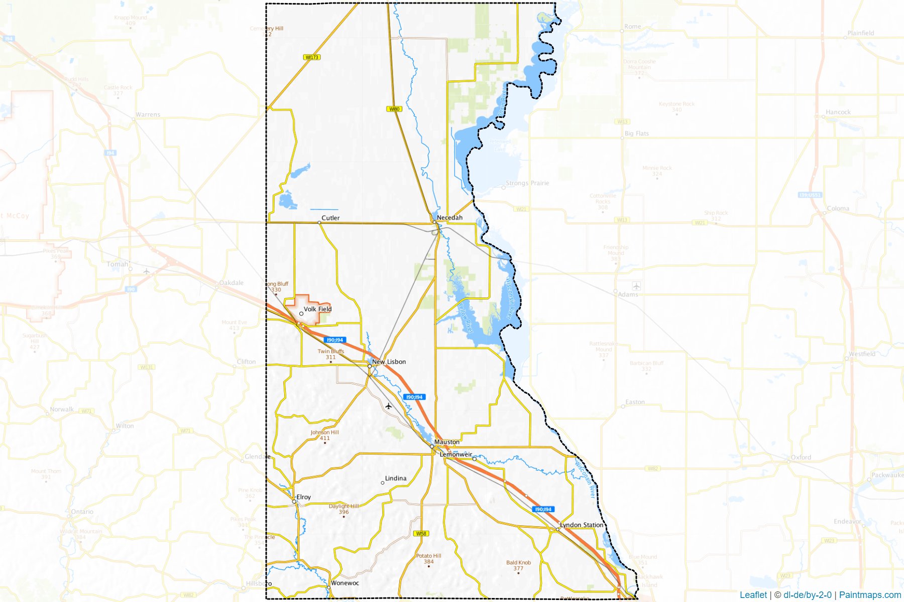 Muestras de recorte de mapas Juneau (Wisconsin)-1