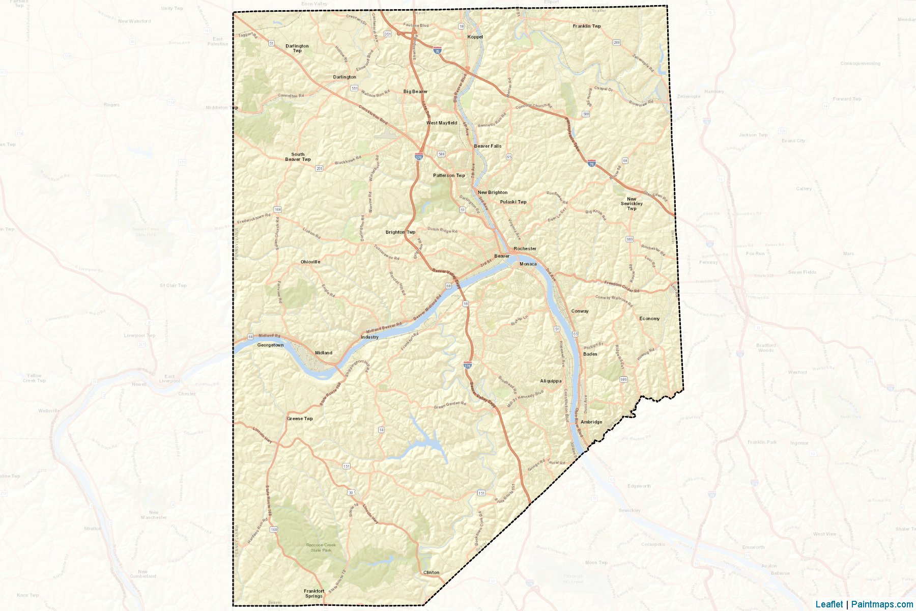 Muestras de recorte de mapas Beaver (Pennsylvania)-2