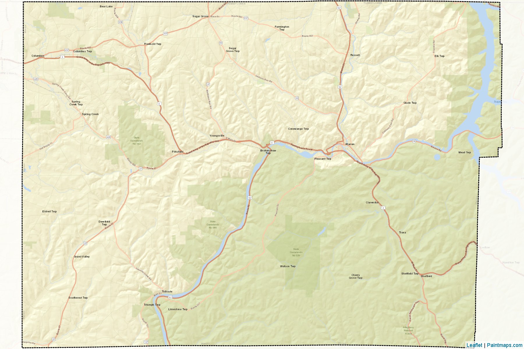 Muestras de recorte de mapas Warren (Pennsylvania)-2