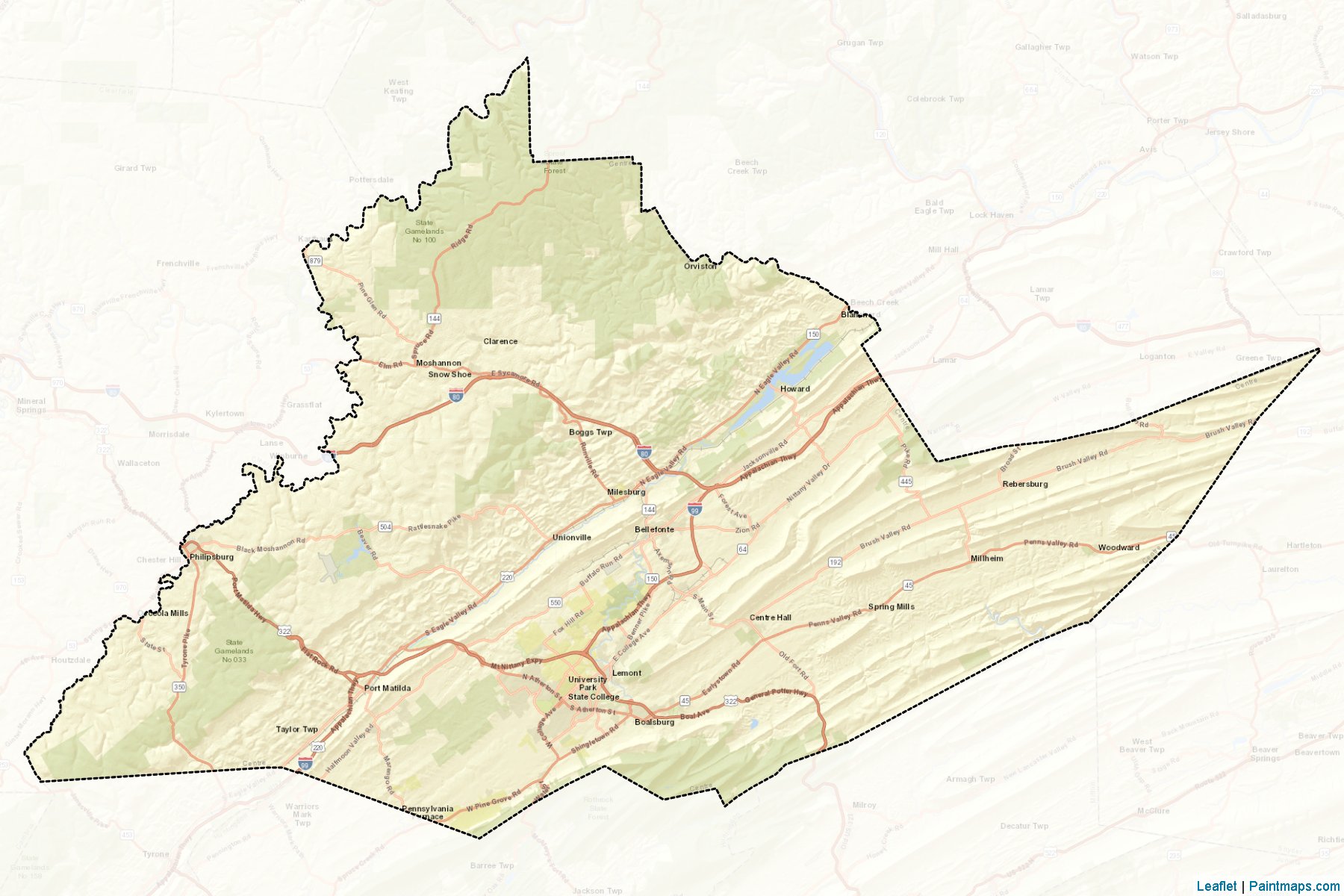 Centre (Pennsylvania) Map Cropping Samples-2