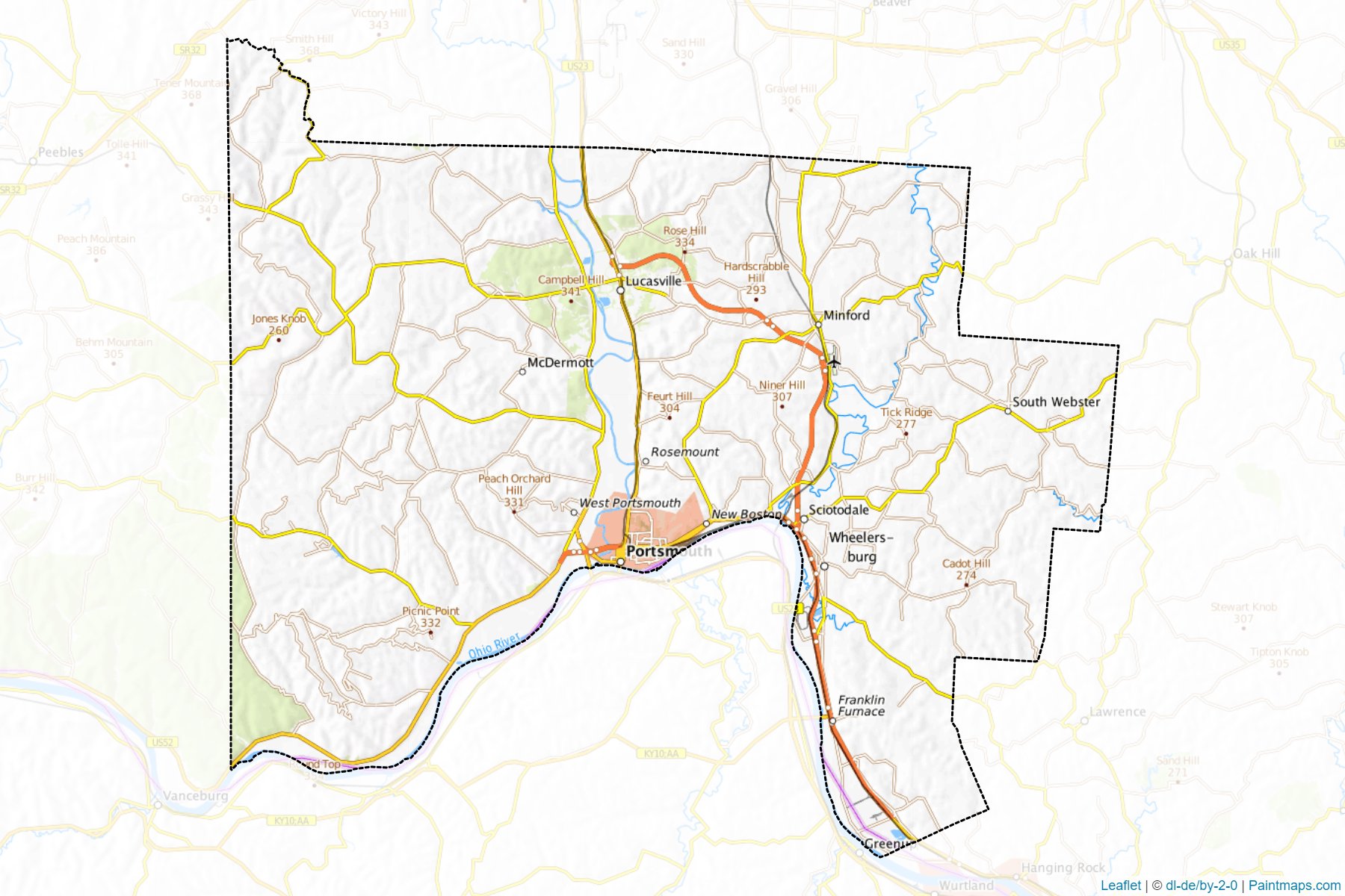 Muestras de recorte de mapas Scioto (Ohio)-1