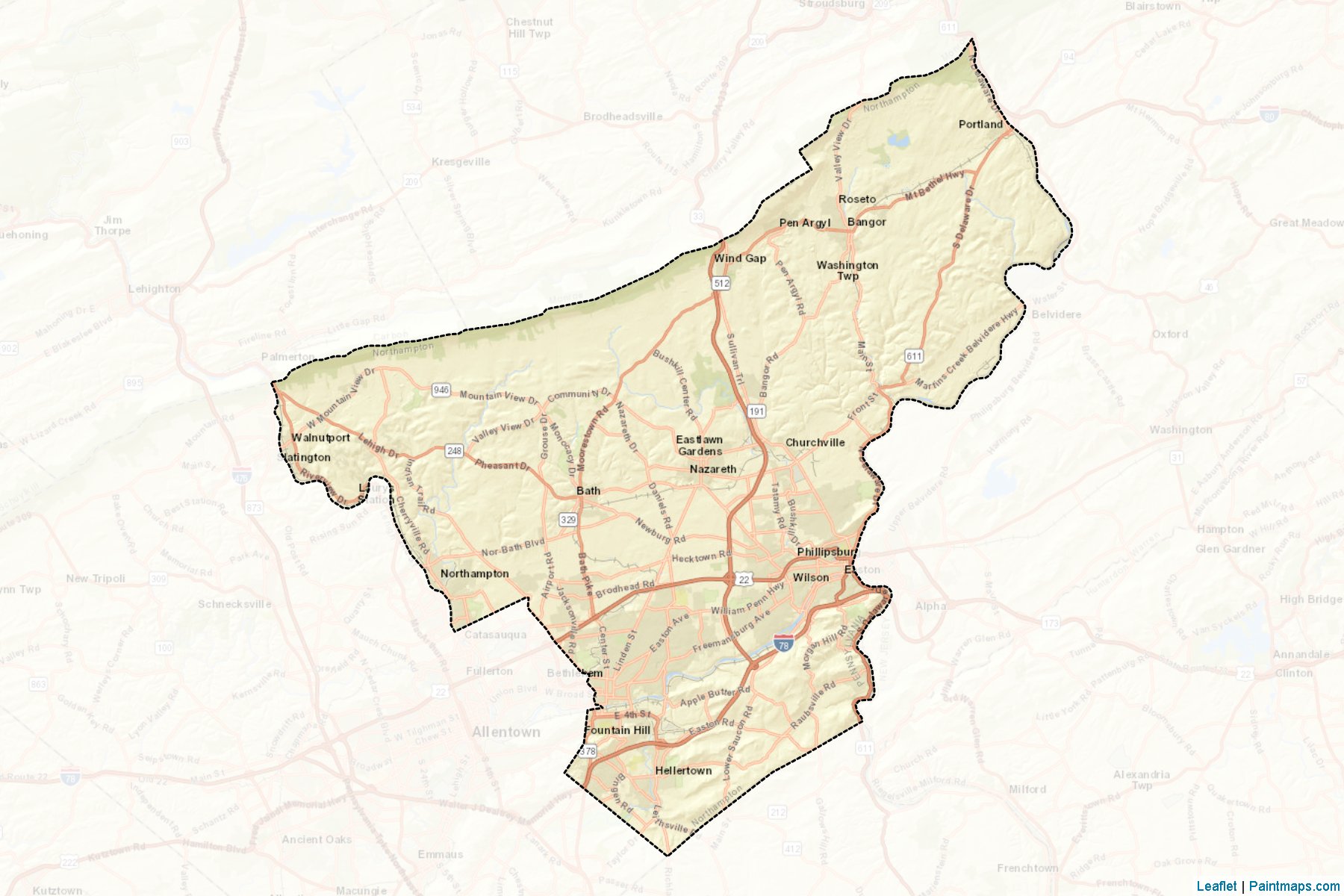 Muestras de recorte de mapas Northampton (Pennsylvania)-2