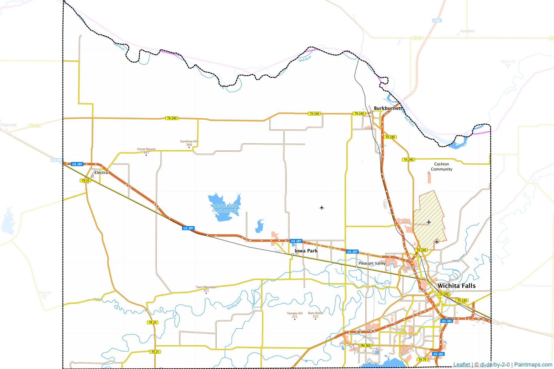 Muestras de recorte de mapas Wichita (Texas)-1