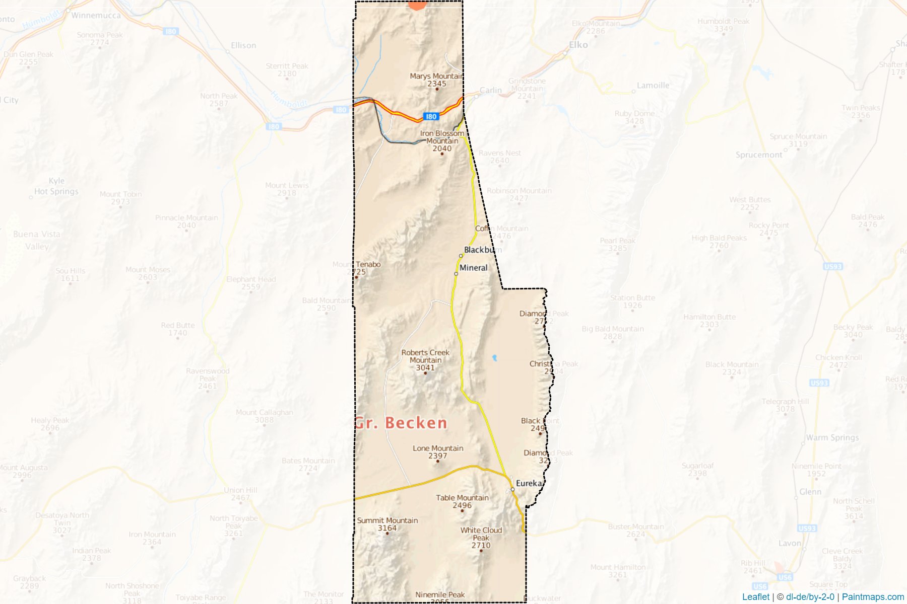 Eureka ilçesi (Nevada) Haritası Örnekleri-1