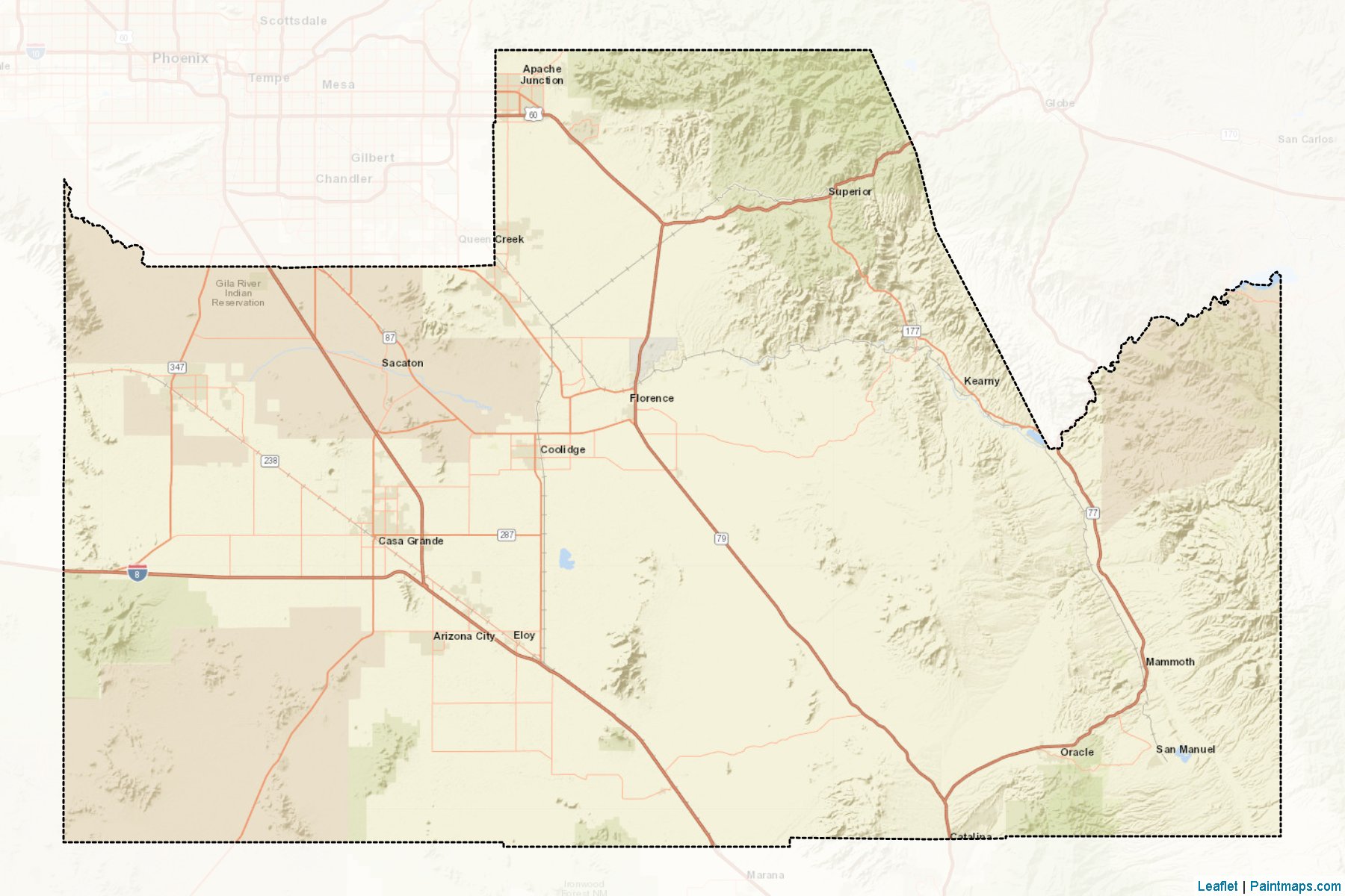 Pinal Kontluğu (Arizona) Haritası Örnekleri-2