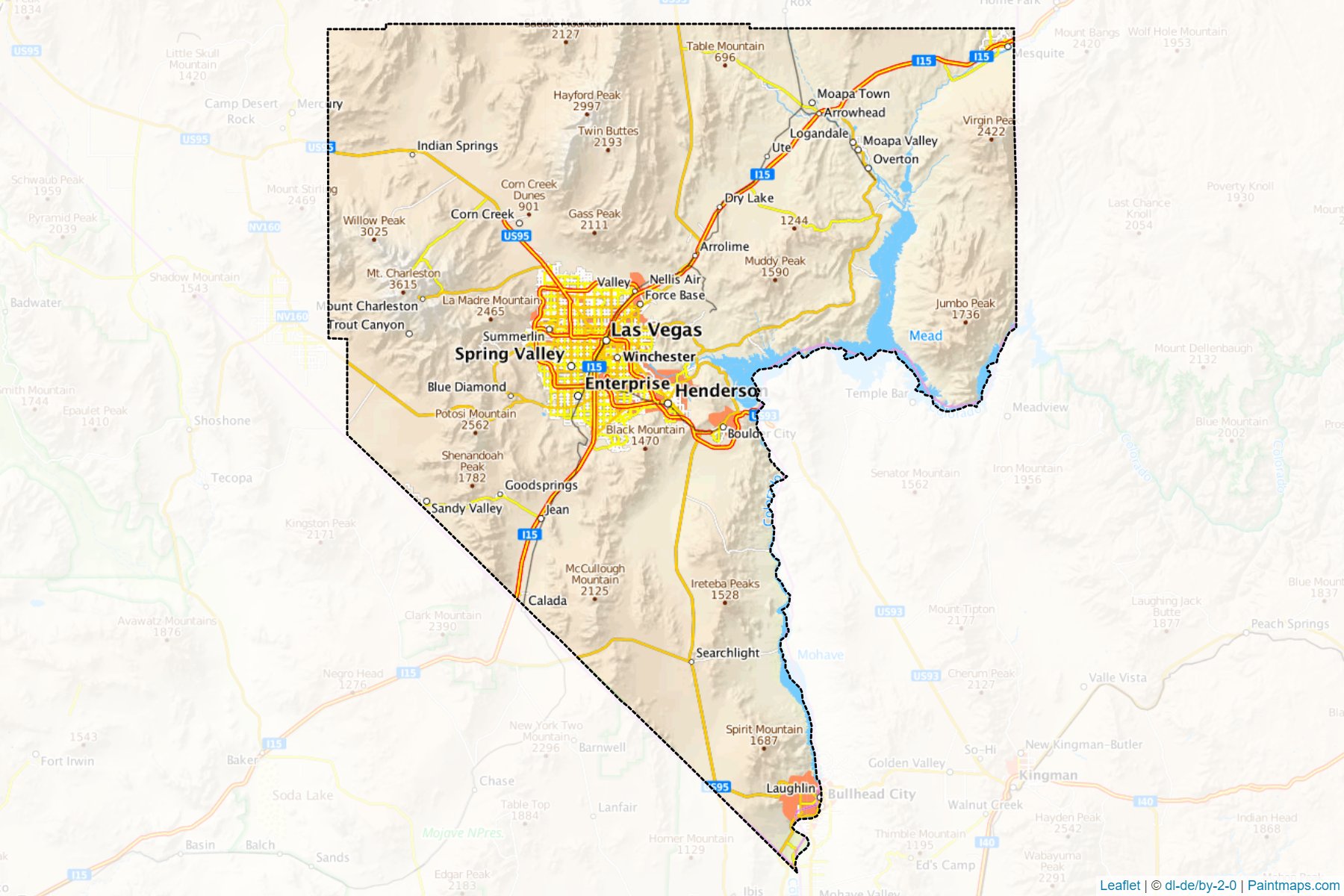 Muestras de recorte de mapas Clark (Nevada)-1