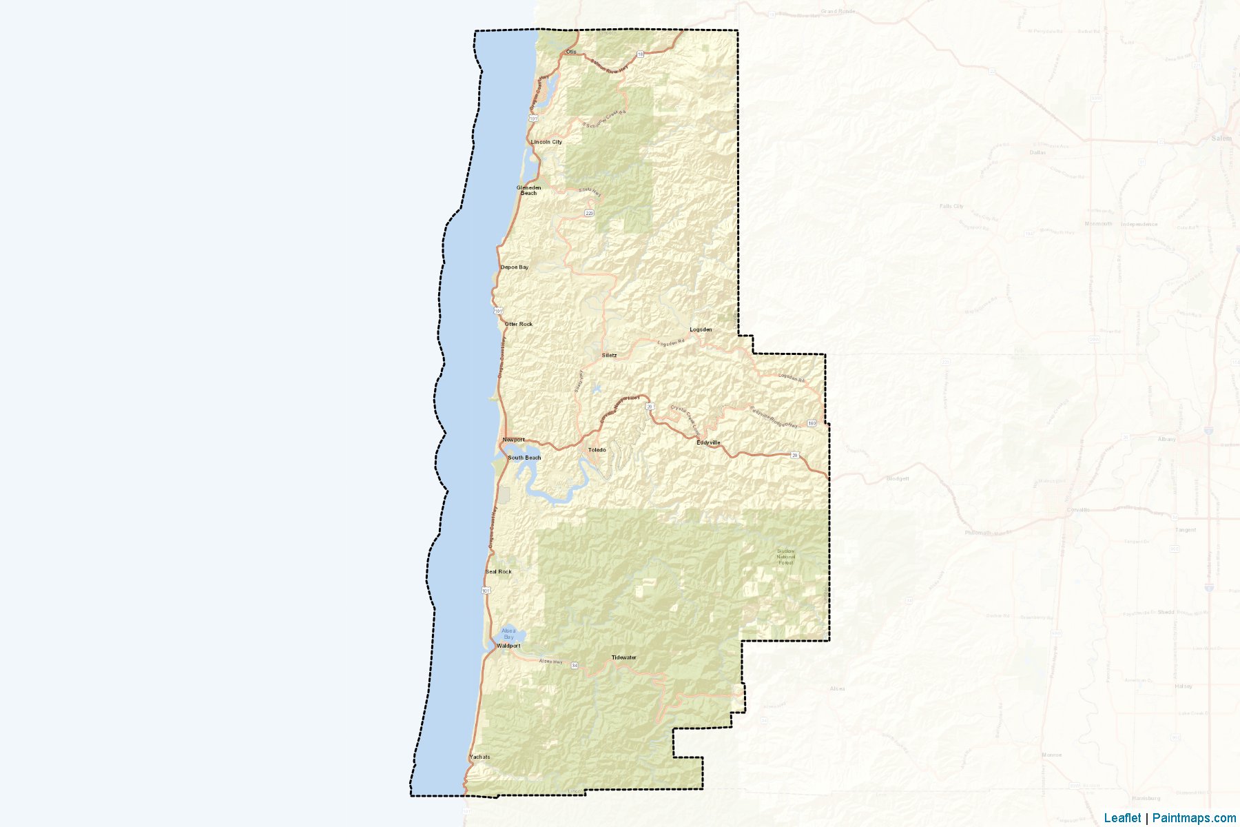 Muestras de recorte de mapas Lincoln (Oregon)-2