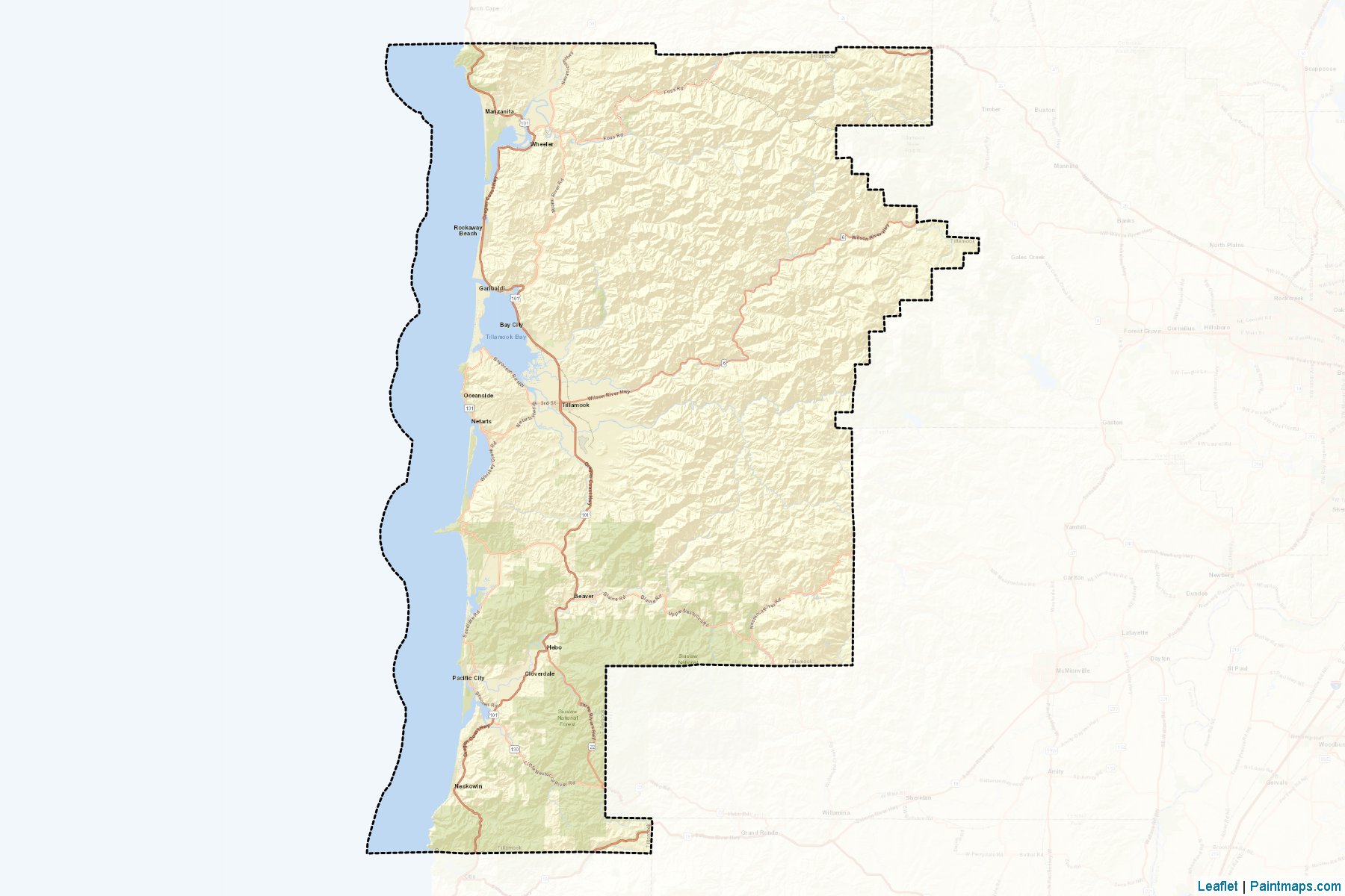 Tillamook (Oregon) Map Cropping Samples-2