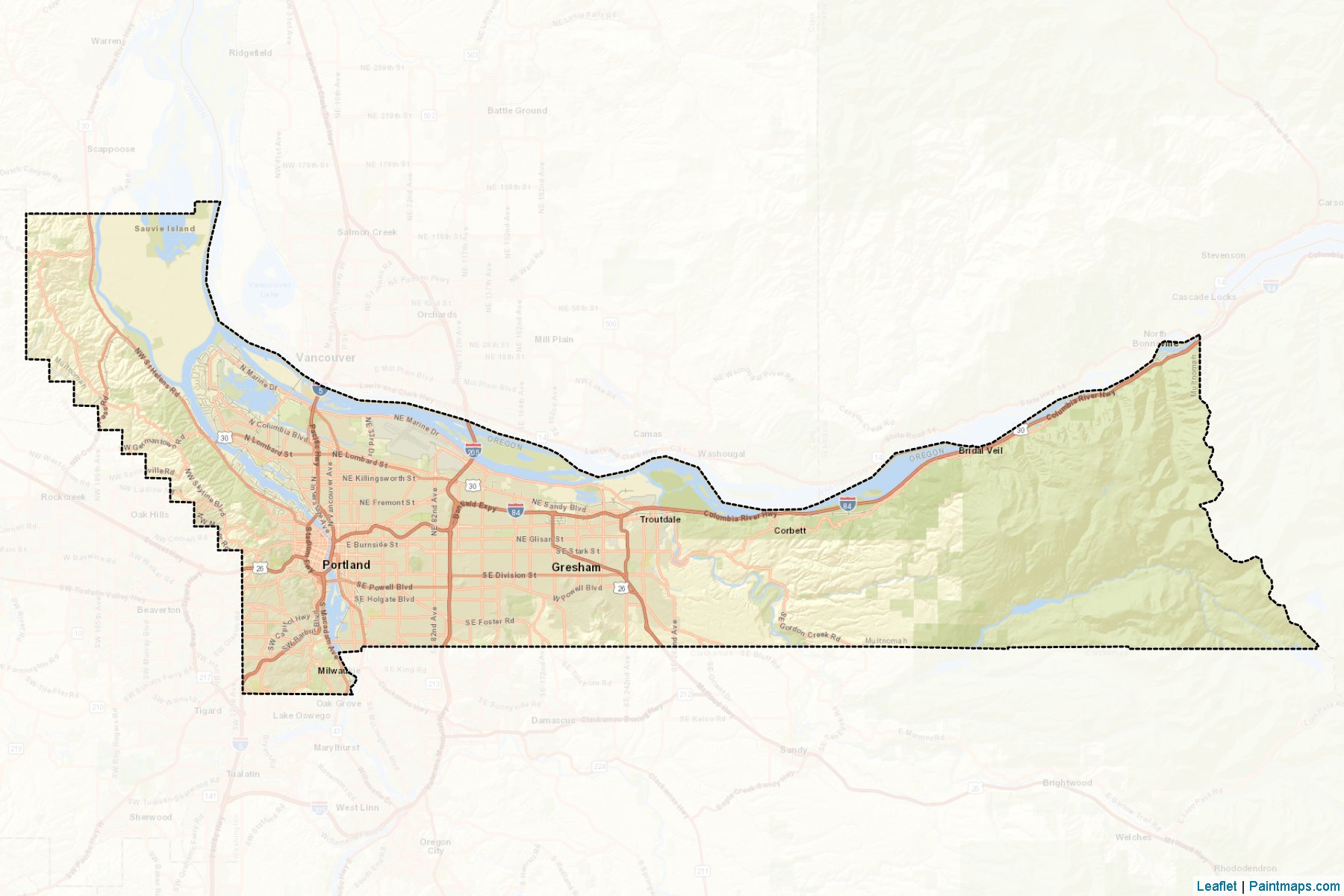 Muestras de recorte de mapas Multnomah (Oregon)-2