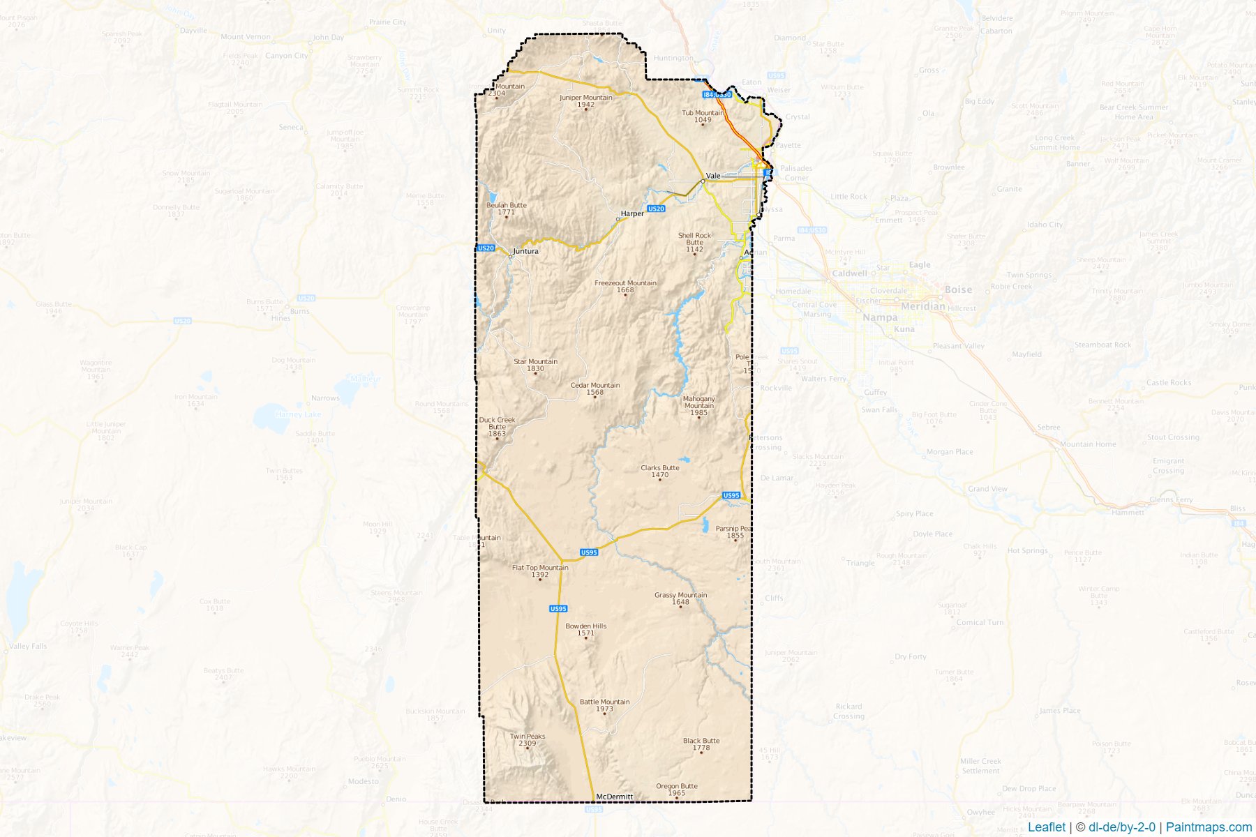 Malheur (Oregon) Haritası Örnekleri-1