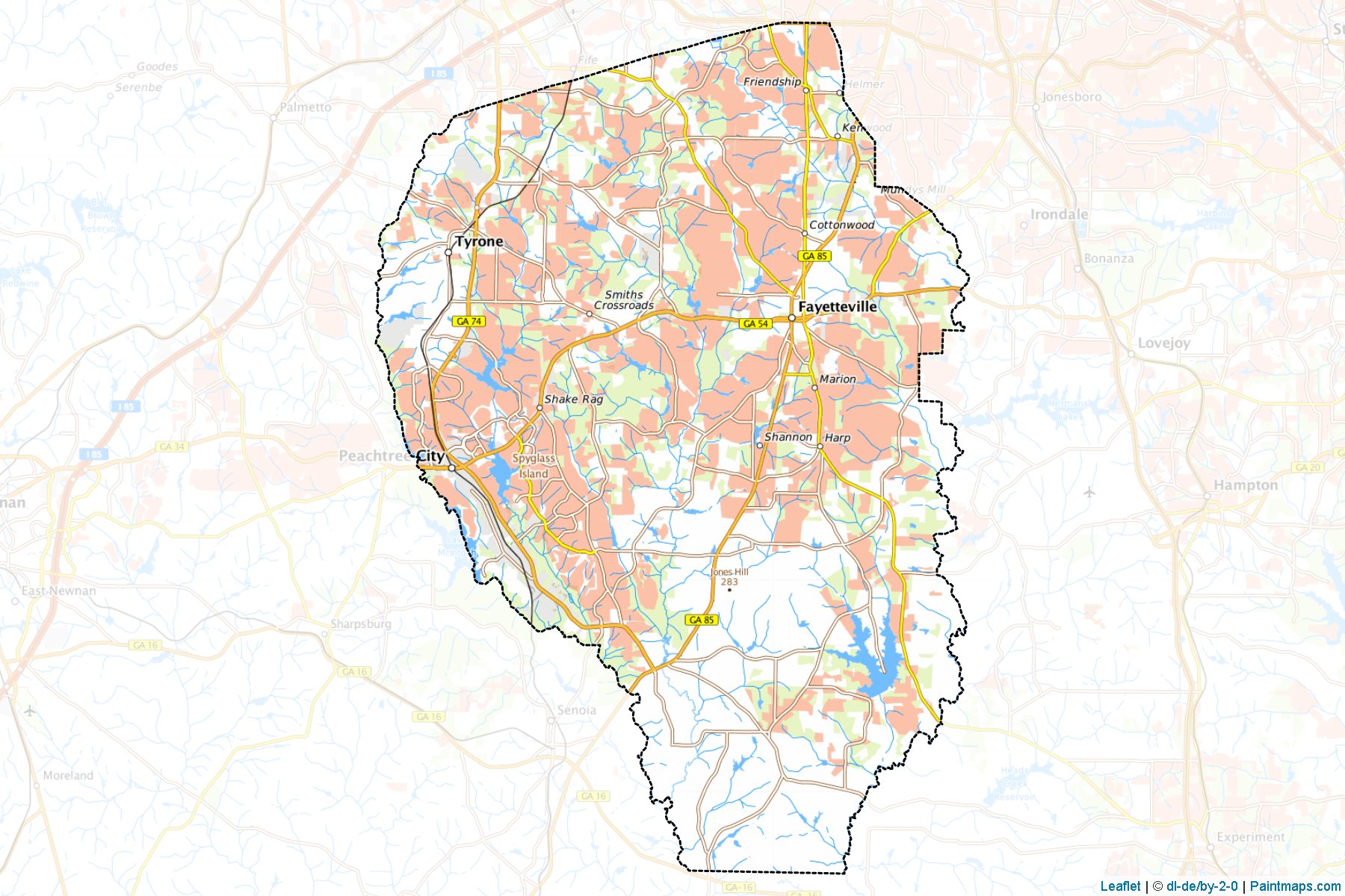 Muestras de recorte de mapas Fayette (Georgia)-1