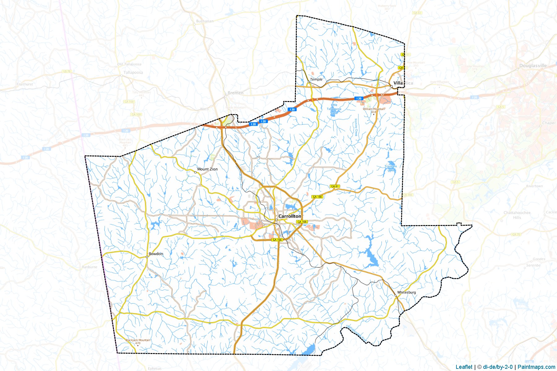 Carroll County (Georgia) Haritası Örnekleri-1