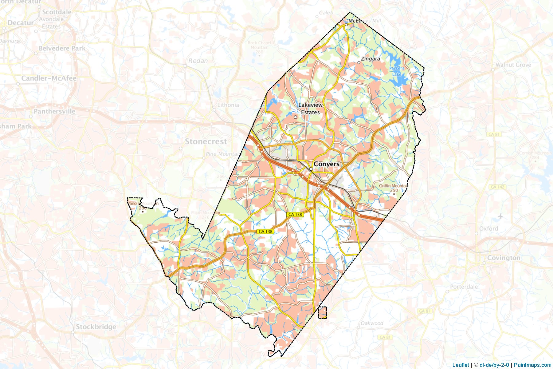 Muestras de recorte de mapas Rockdale (Georgia)-1