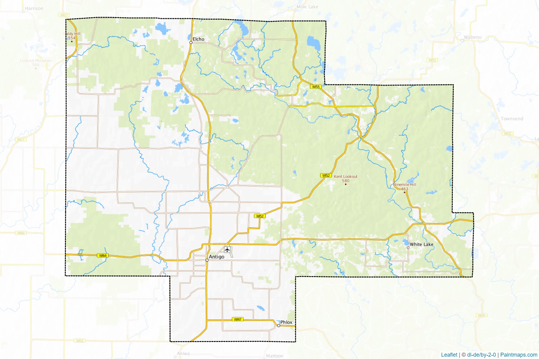 Muestras de recorte de mapas Langlade (Wisconsin)-1