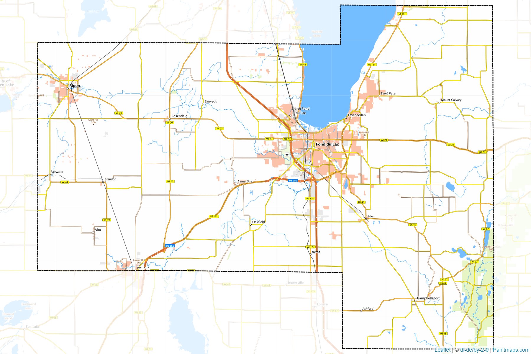 Muestras de recorte de mapas Fond du Lac (Wisconsin)-1