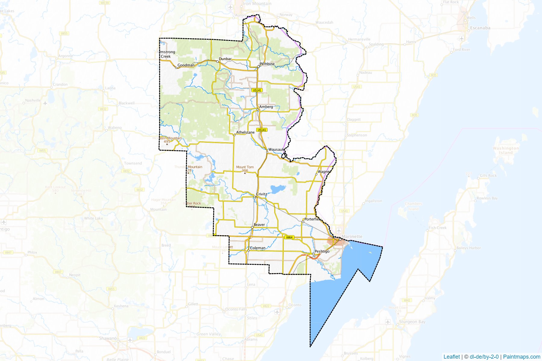 Muestras de recorte de mapas Marinette (Wisconsin)-1