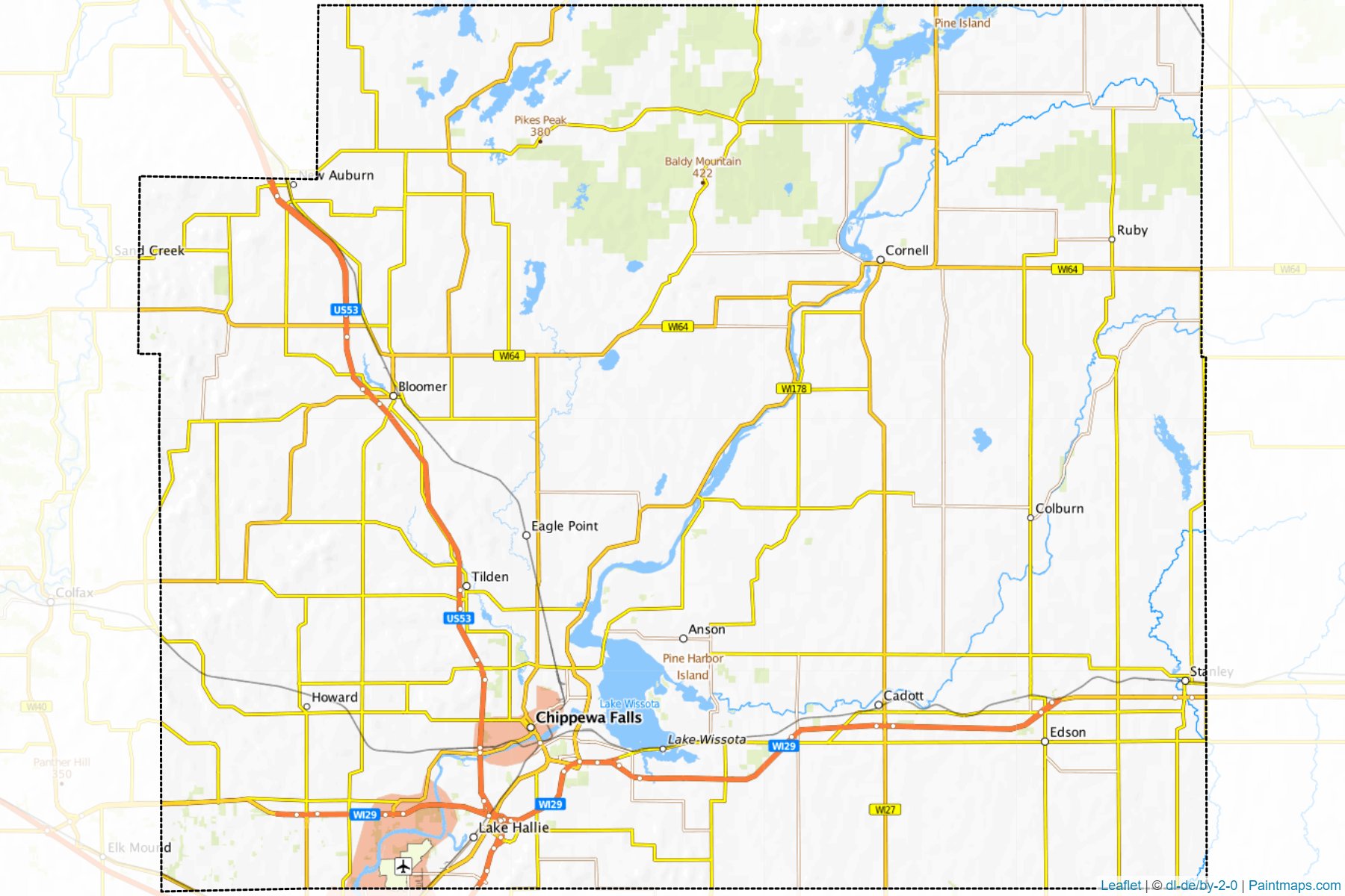 Chippewa County (Wisconsin) Haritası Örnekleri-1