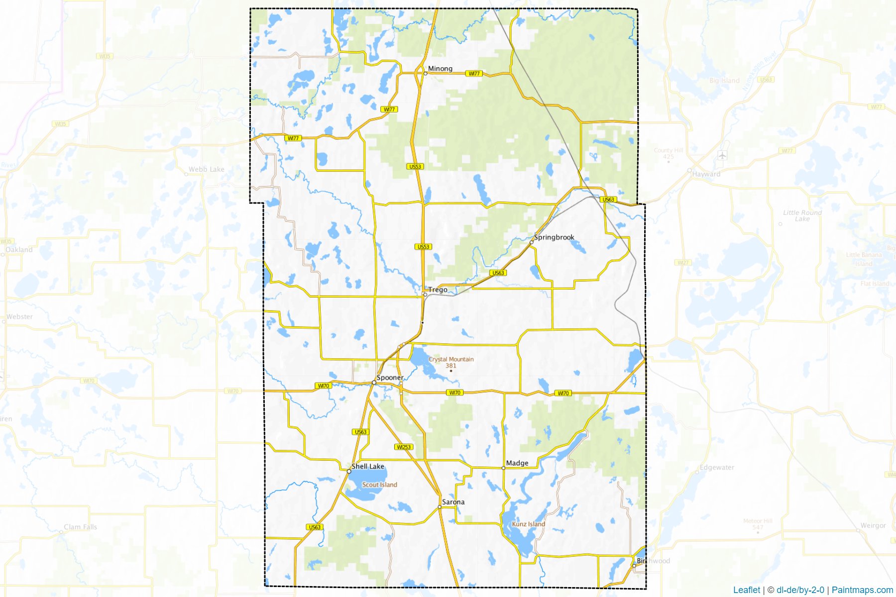 Muestras de recorte de mapas Washburn (Wisconsin)-1