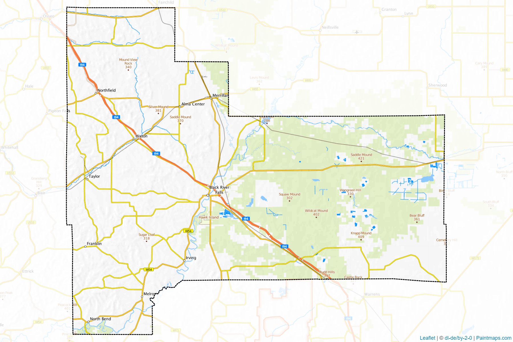 Muestras de recorte de mapas Jackson (Wisconsin)-1