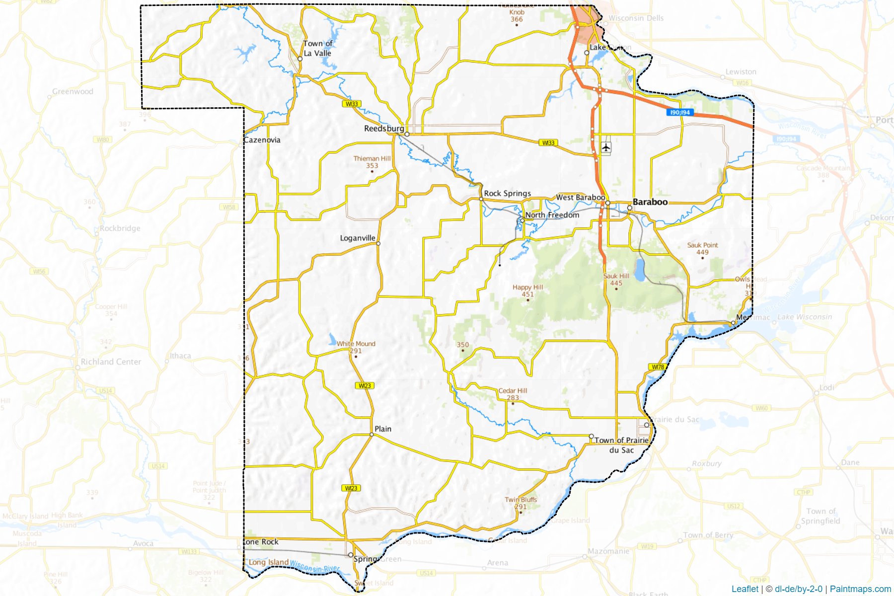 Muestras de recorte de mapas Sauk (Wisconsin)-1