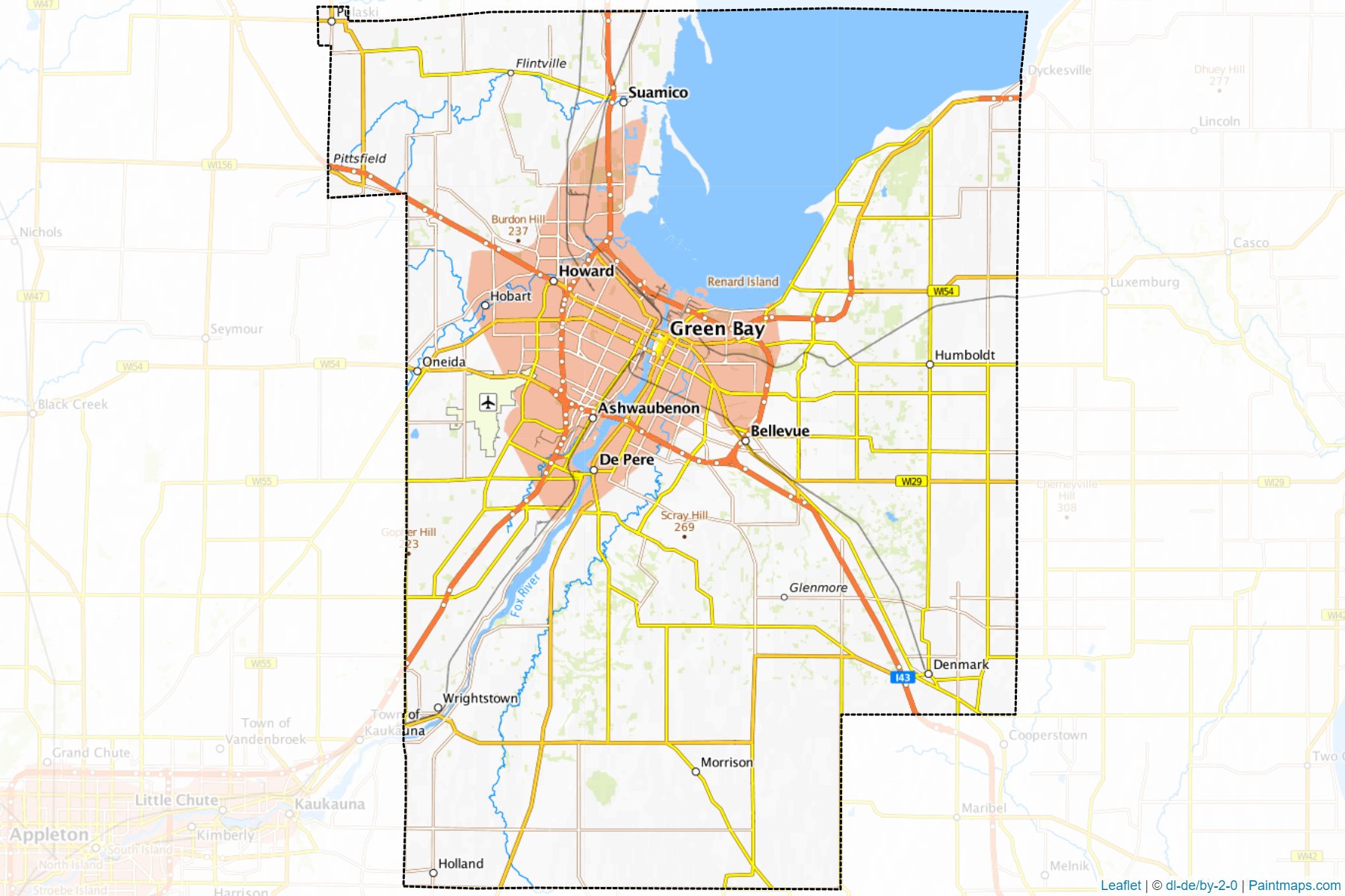 Muestras de recorte de mapas Brown (Wisconsin)-1